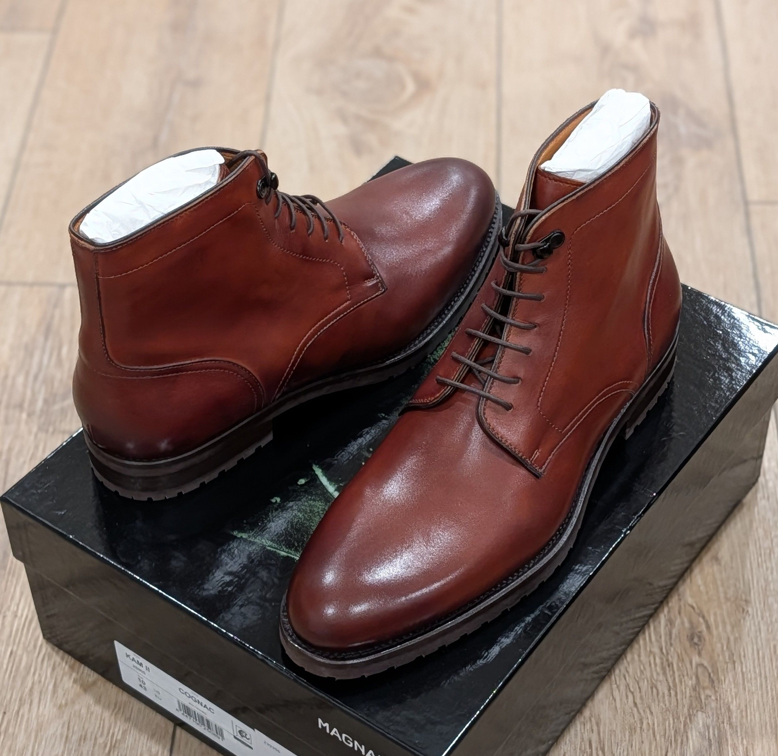 Magnanni Magnanni "Kam II" Lace Up Leather Boots Tobacco Cognac US 10 Size US 10 / EU 43 - 1 Thumbnail
