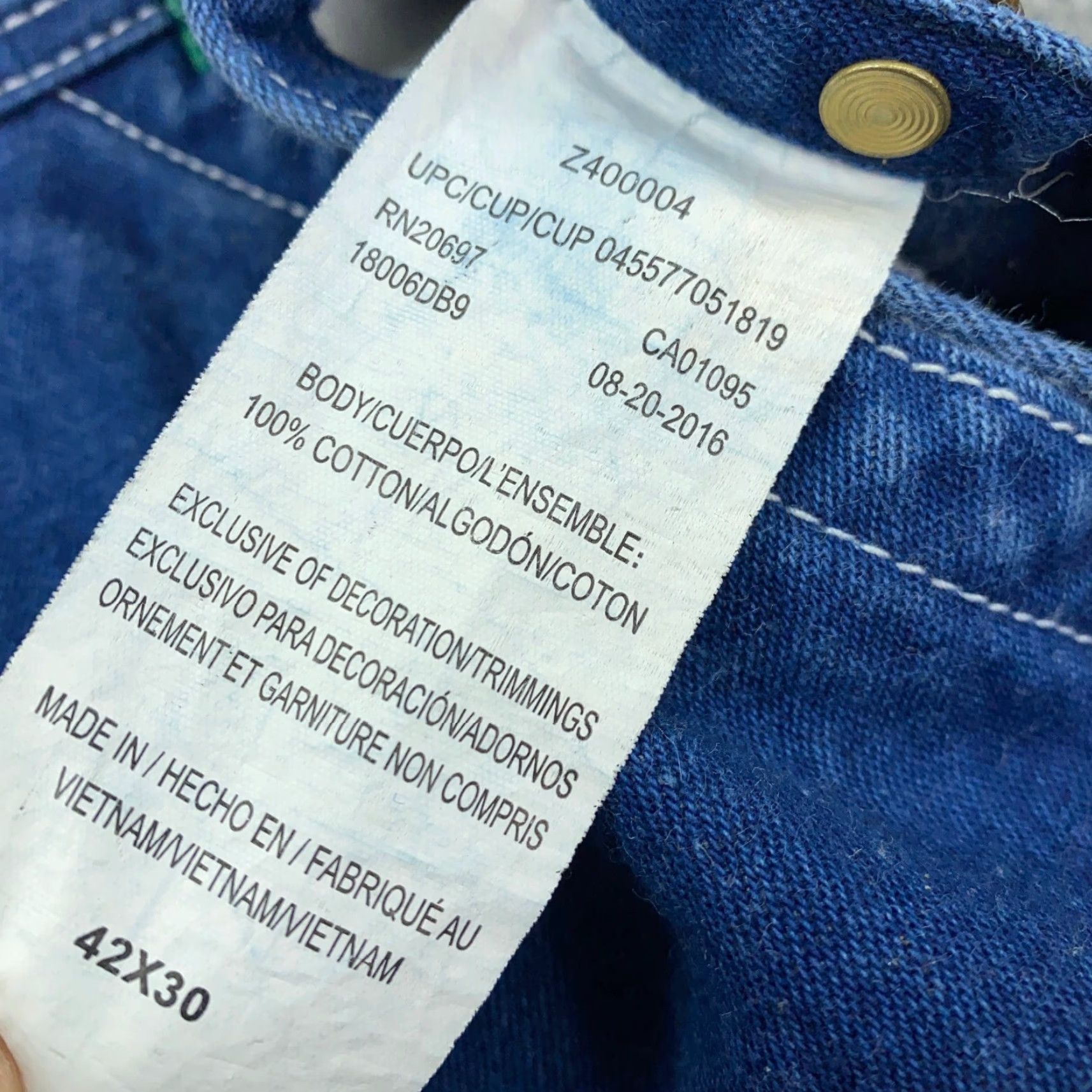 Vintage VINTAGE Liberty Denim Overalls Jeans 42x30 Men Blue 5-Pocket USA 90s Mens Regular Cotton denim workwear Size US 42 / EU 58 - 4 Thumbnail
