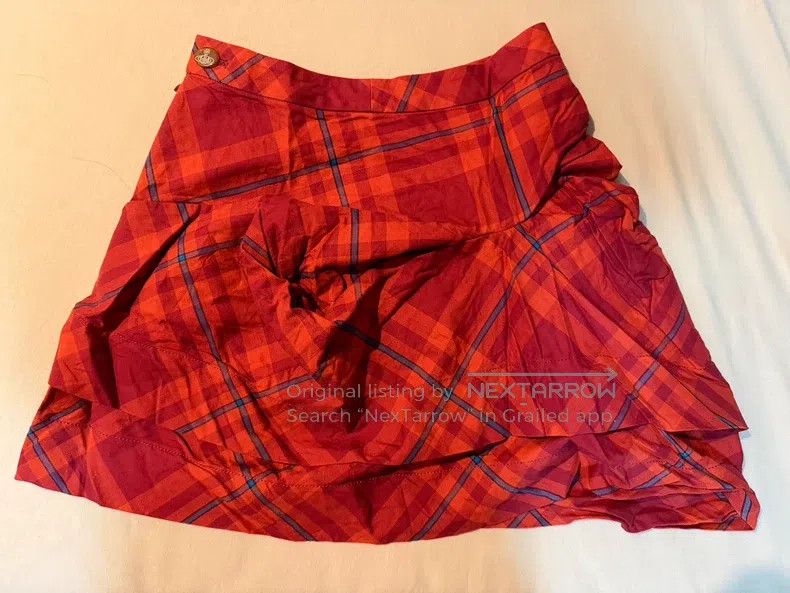Vivienne Westwood Vivienne Westwood size 2 Red Plaid Deformed Bud Half Skirt Size 27" / US 4 / IT 40 - 1 Thumbnail