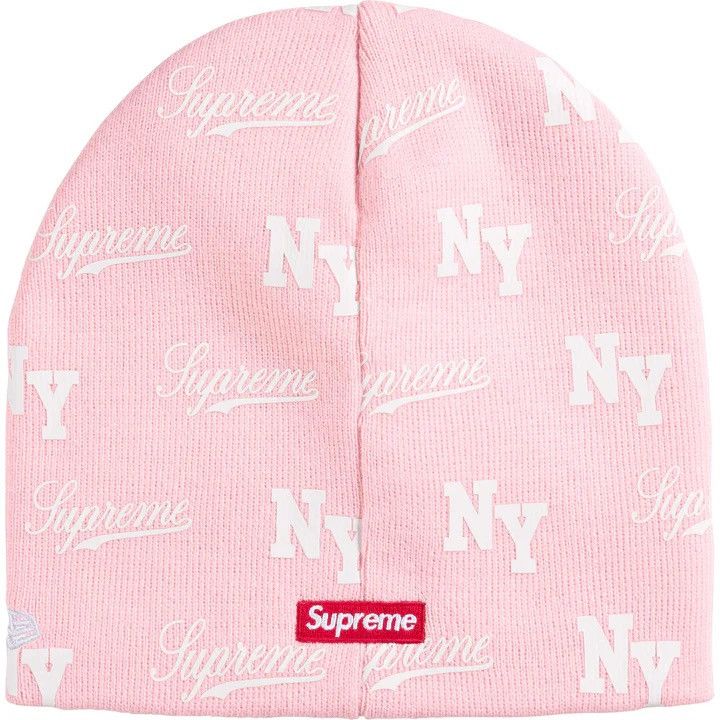 New Era × Supreme Supreme New Era Monogram Beanie Pink White Size ONE SIZE - 2 Thumbnail