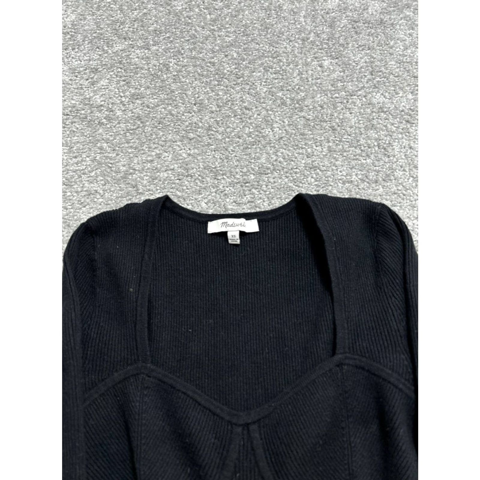 Madewell Madewell Sweater Shirt Womens XS Black Retro Lillie Normcore Square Neck Pullover Knit Viscose Polyester Ribbed Casual Womens Size XS / US 0-2 / IT 36-38 - 3 Thumbnail