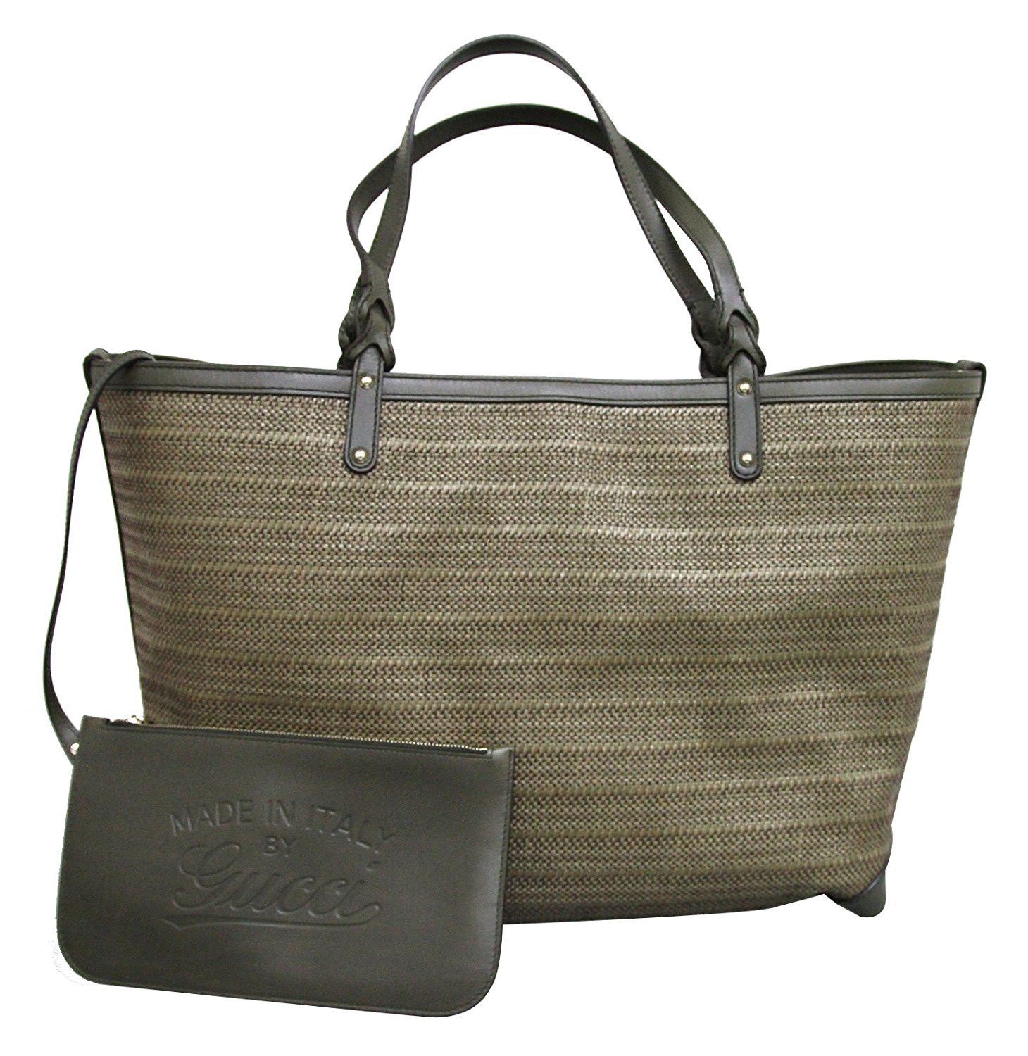 Gucci Women's Green Straw Leather Large Craft Tote Bag Size ONE SIZE - 1 Thumbnail