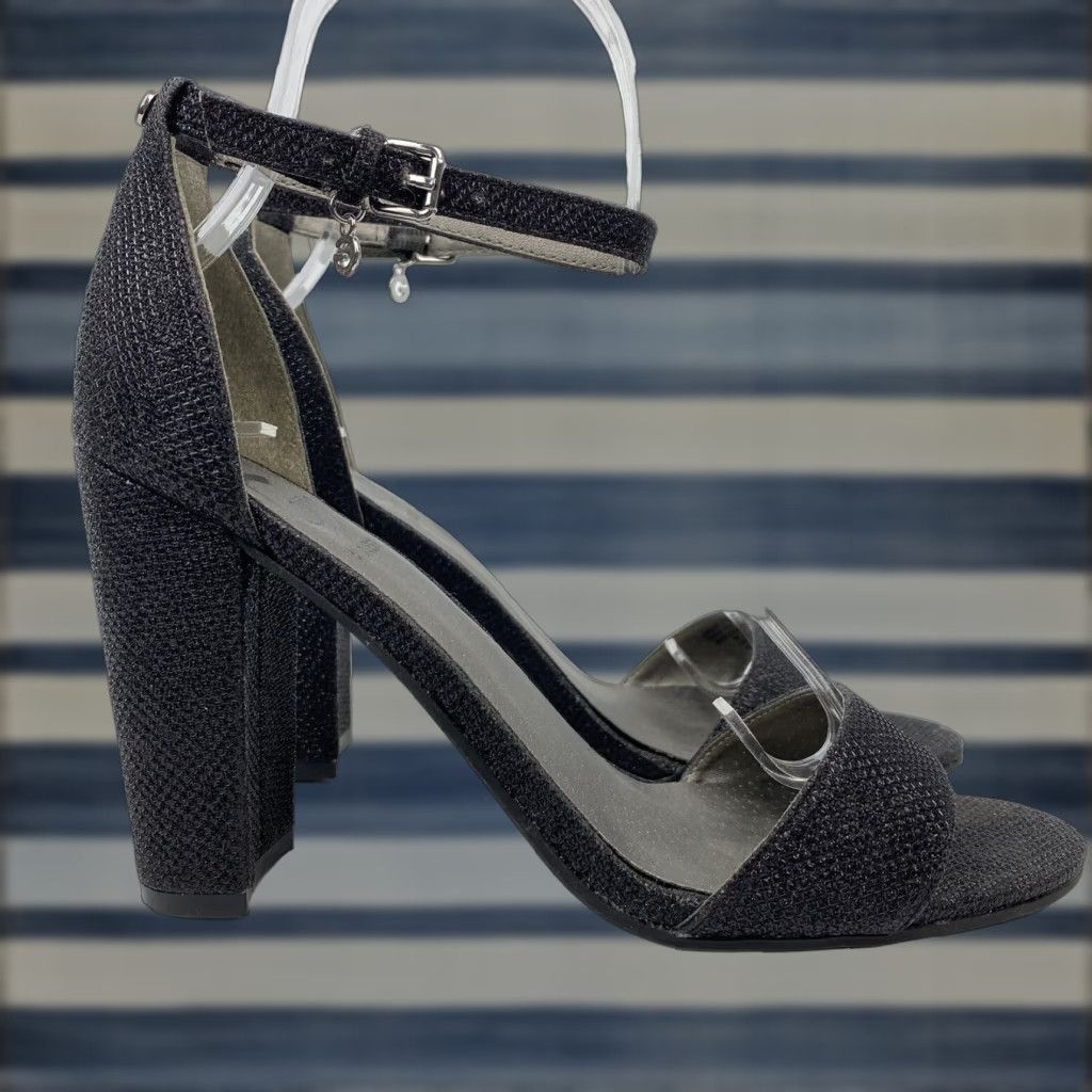 G By Guess Size 8 WomenS Shantel Black Ankle Strap Heel Shoes Sandals, Women's