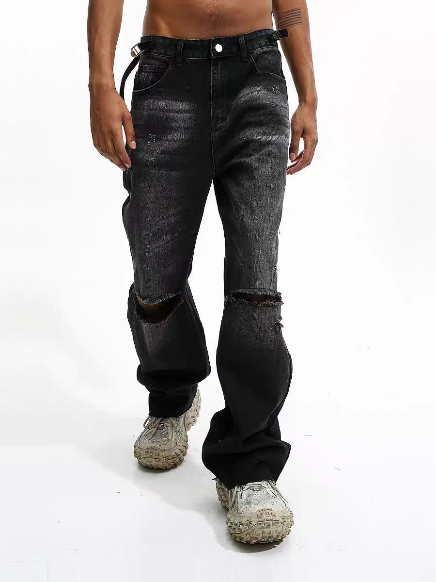Designer × Vintage ripped grunge flared damaged jeans Size US 30 / EU 46 - 4 Thumbnail