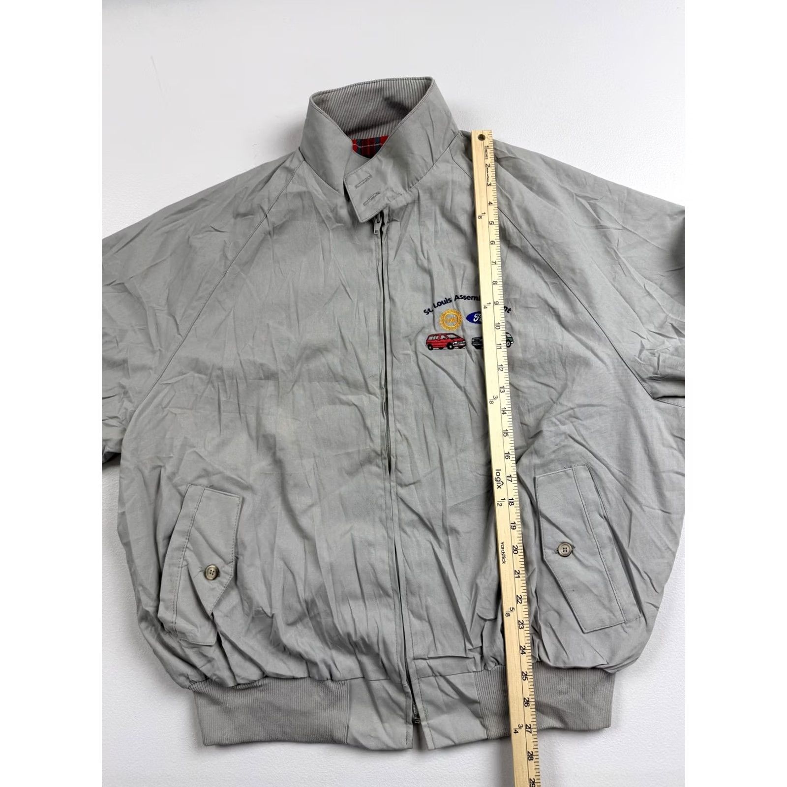 Ford VINTAGE Pro Fit Jacket Mens 2XL Gray Bomber USA Ford St Louis Assembly Plant UAW Size US XXL / EU 58 / 5 - 6 Thumbnail