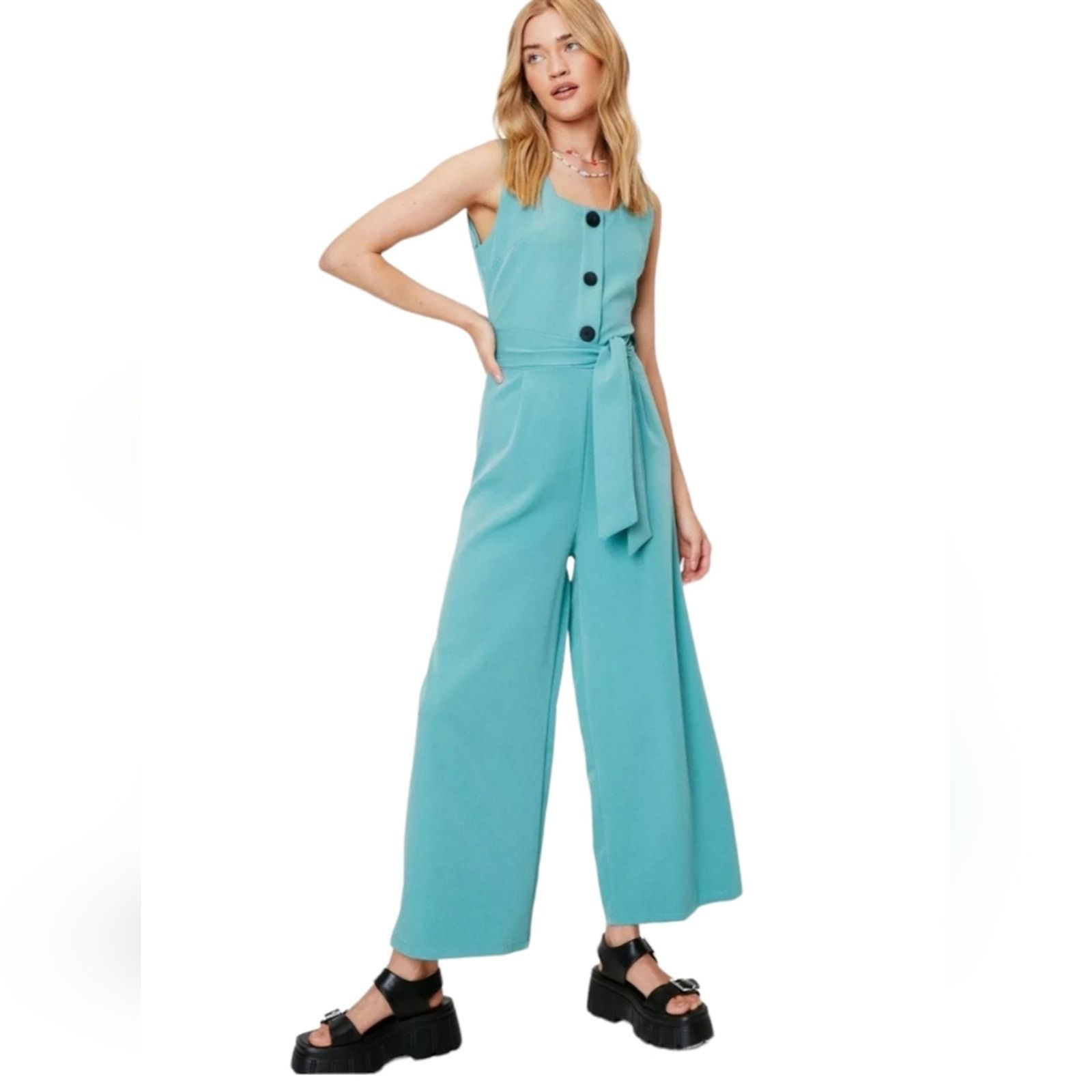 Nasty Gal NWT Nasty Gal Jump To It Wide Leg Jump Suit Small Size 28" / US 6 / IT 42 - 1 Thumbnail