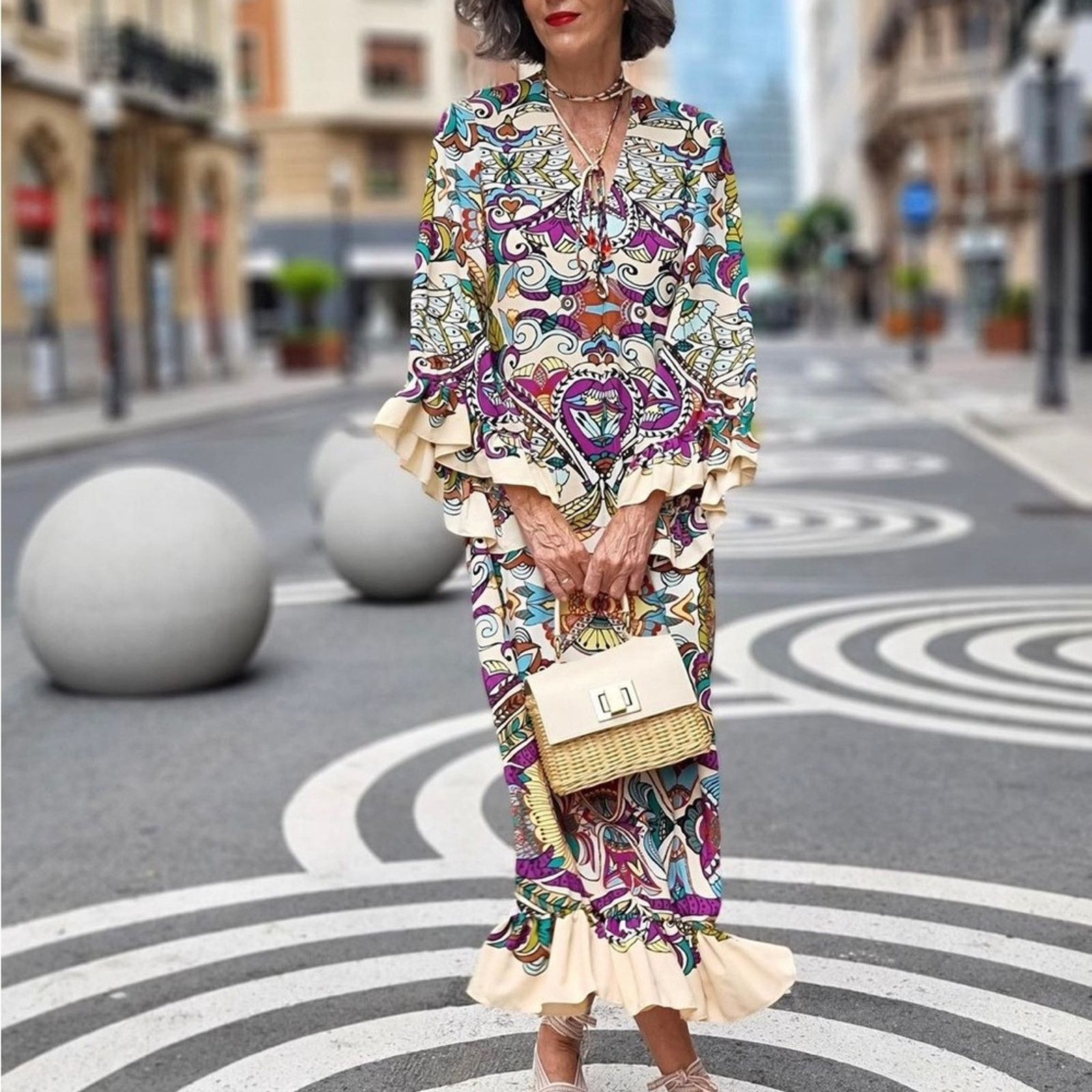 Zara ZARA BLOGGER FAVORITE PRINTED MIDI DRESS MULTICOLORED Size S / US 4 / IT 40 - 2 Thumbnail