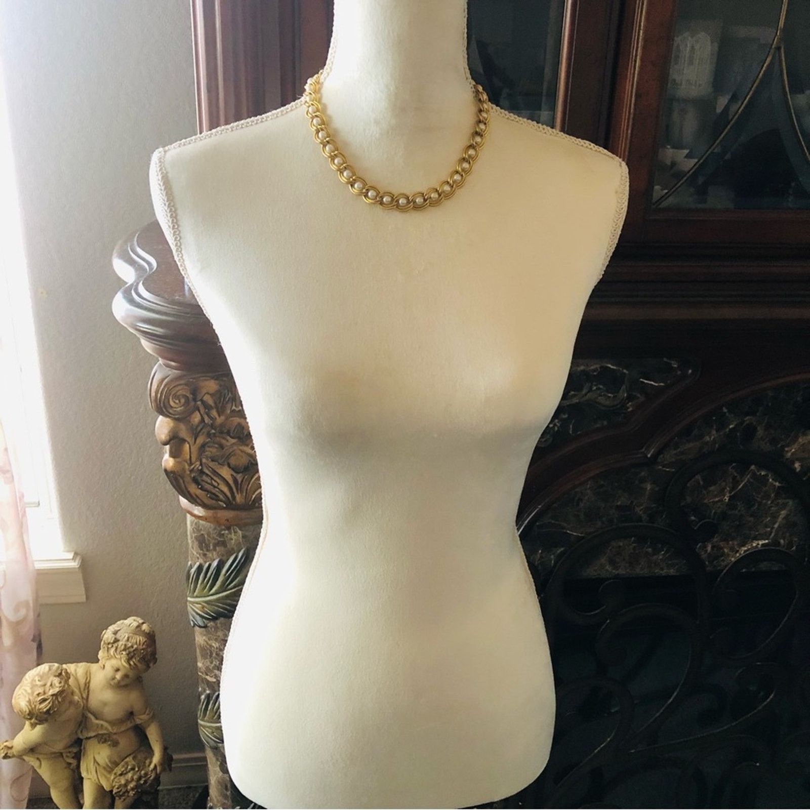Vintage Vintage gold simulated pearl braided chain jewelry set Size ONE SIZE - 7 Thumbnail