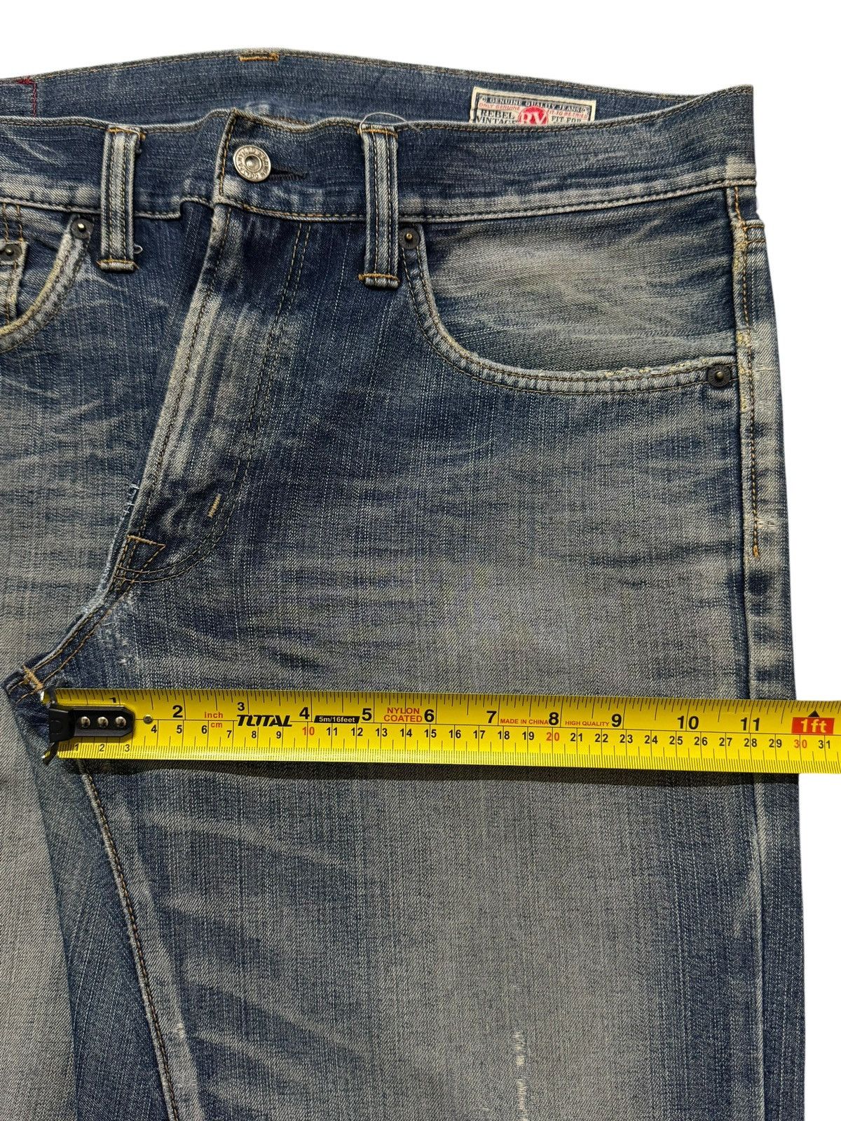 Vintage 90s Edwin Rebel Blue Faded Wash Distress Bootcut Fit