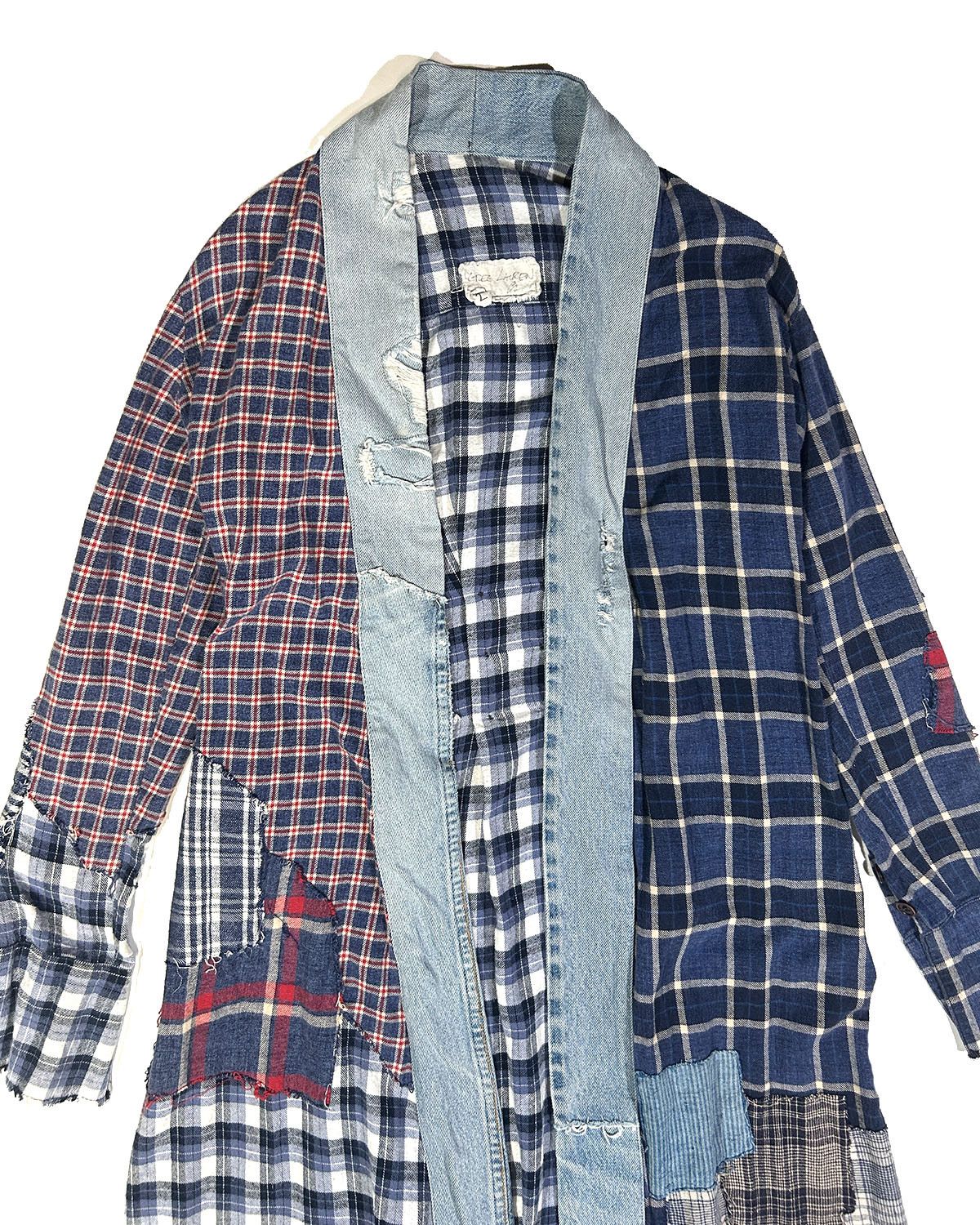Greg Lauren GREG LAUREN WOMEN'S MIXED PLAID KIMONO Size M / US 6-8 / IT 42-44 - 2 Thumbnail