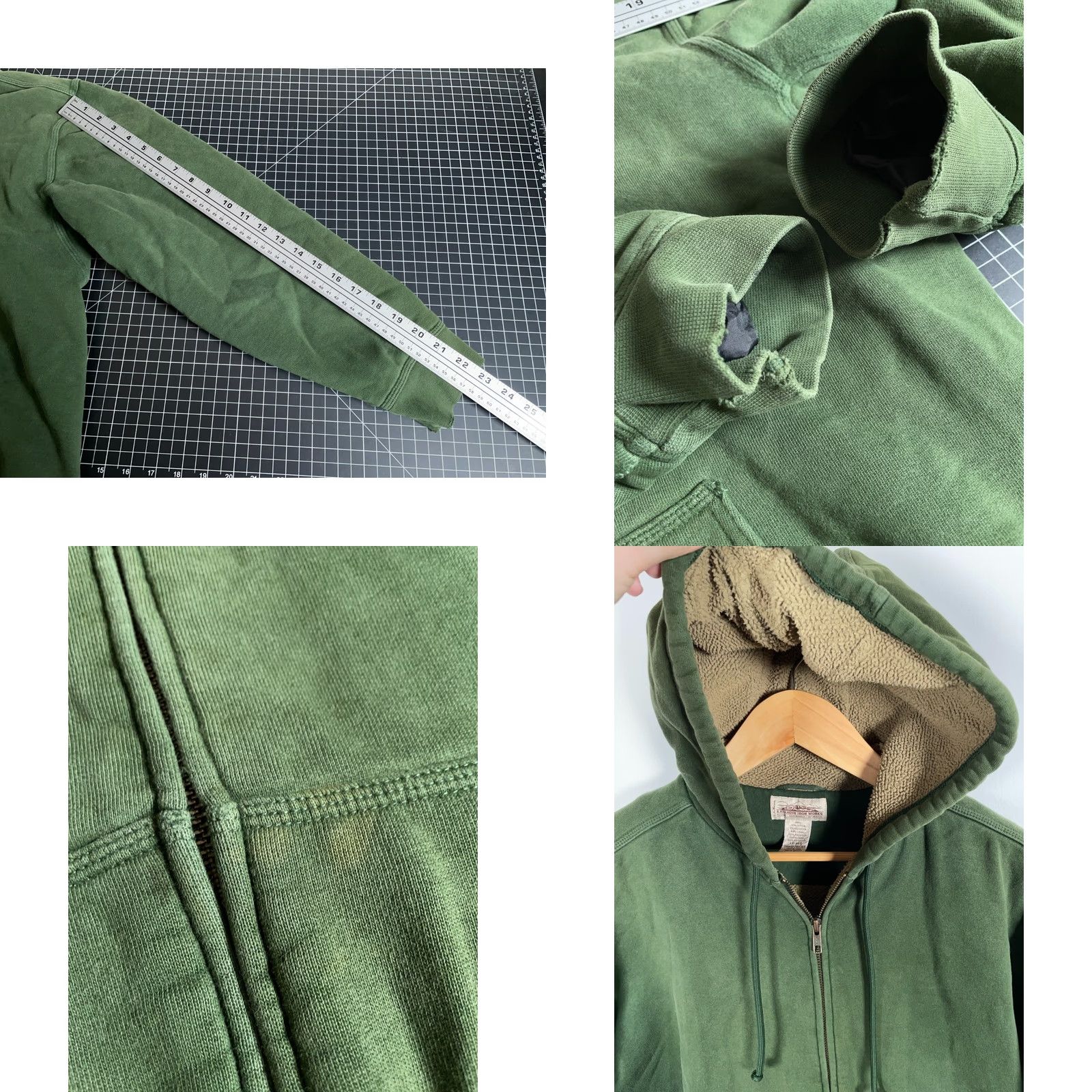 Vintage L.L. Bean Katahdin Iron Works Sherpa Zip Hoodie Men's Large Green Sweatshirt Size US L / EU 52-54 / 3 - 8 Thumbnail