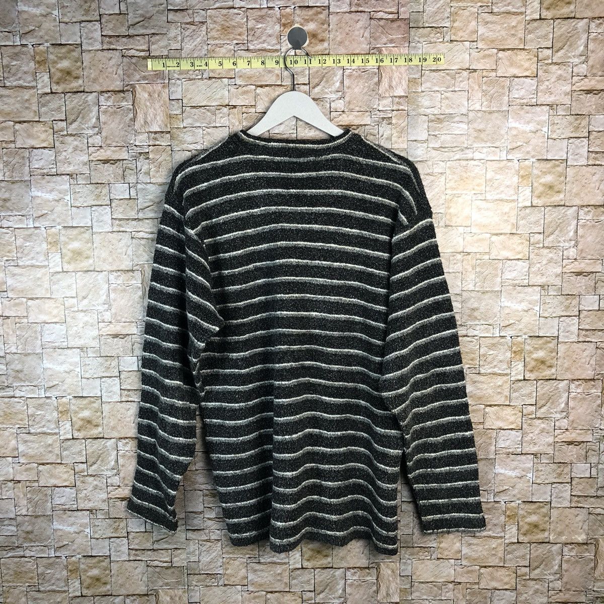Homespun Knitwear × Japanese Brand × OVER THE STRiPES Picaro Dark Blue Stripe vintage Knitwear #A917 Size L / US 10 / IT 46 - 12 Thumbnail