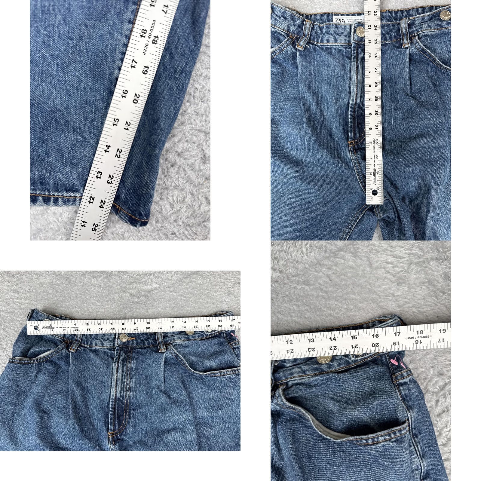 Zara Zara Jeans Womens 12 Blue High Rise Wide Leg Relaxed Cropped Denim 32x25 90s Theme Size 34" / US 12 / IT 48 - 8 Thumbnail
