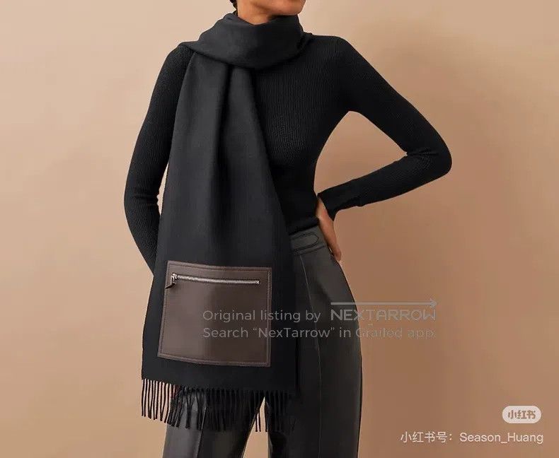 Hermes Hermes size 200*35cm Leather Pocket Cashmere Shawl Size ONE SIZE - 6 Thumbnail
