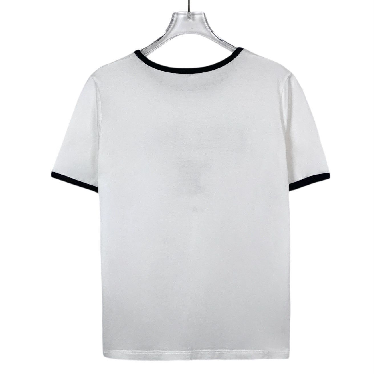 Celine Celine White Triomphe Printed Cotton Crew Neck T-Shirt K26WX Size S / US 4 / IT 40 - 2 Thumbnail