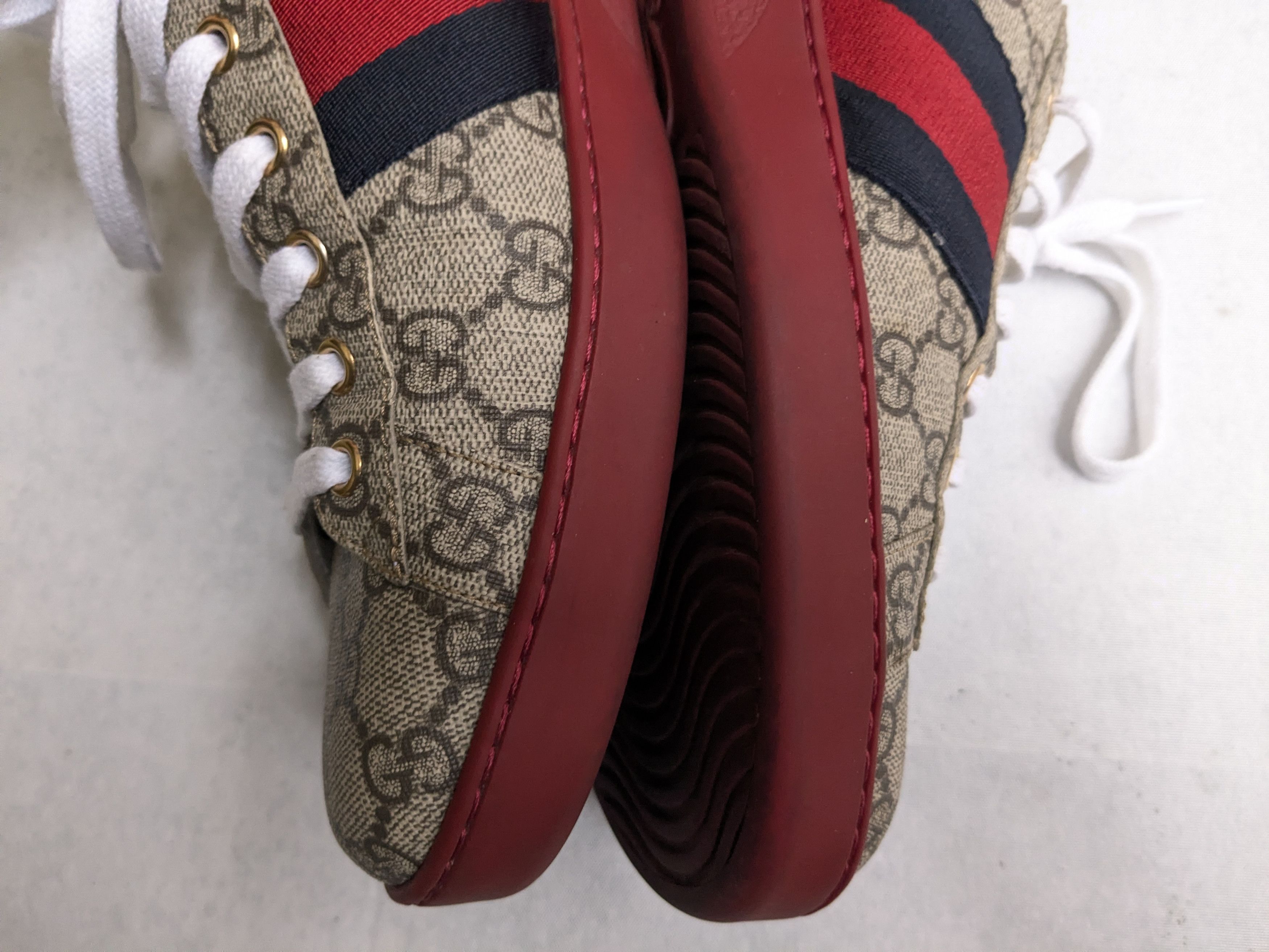 Gucci Gucci Ace Supreme Sneakers 12.5 Monogram Logo Red Size US 12.5 / EU 45-46 - 10 Thumbnail