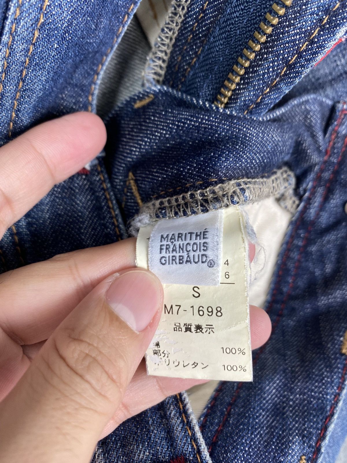 Marithe + Francois Girbaud Marithé François Girbaud Crossed Red Enamel Tape Denim Jeans Size US 30 / EU 46 - 11 Thumbnail