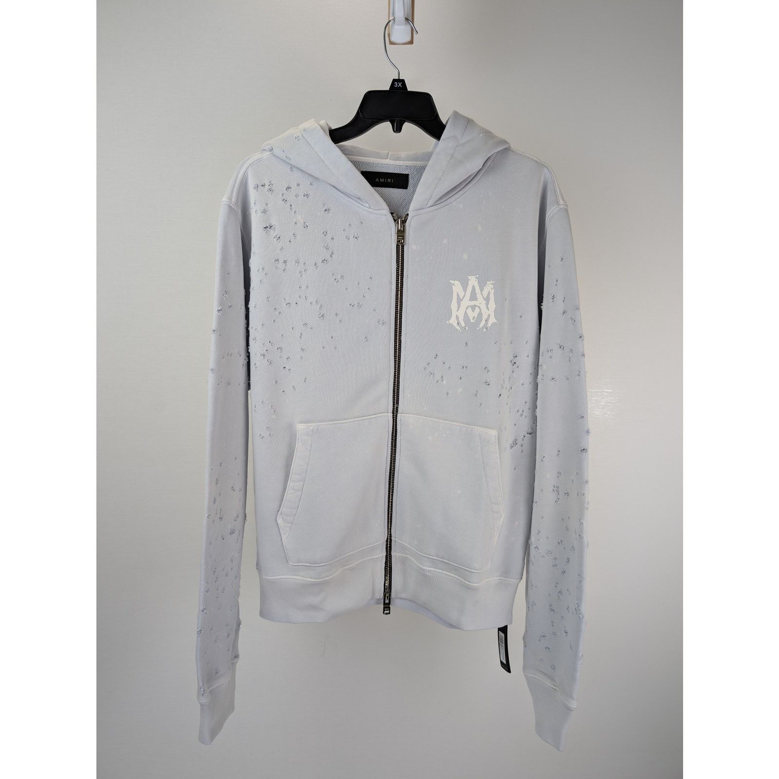 Amiri o1rshd1 Washed MA Shot Hoodie Zipper in Grey Dawn Size US M / EU 48-50 / 2 - 11 Thumbnail