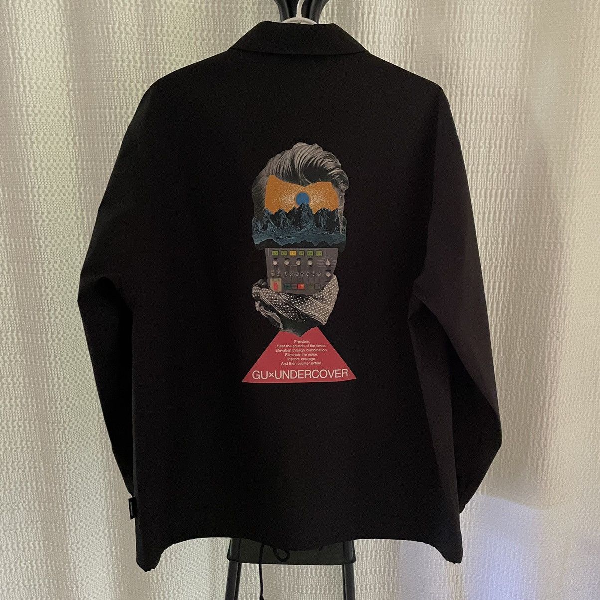 image of Undercover X Gu Graphic Back Print Jacket in Black, Men's (Size Large)