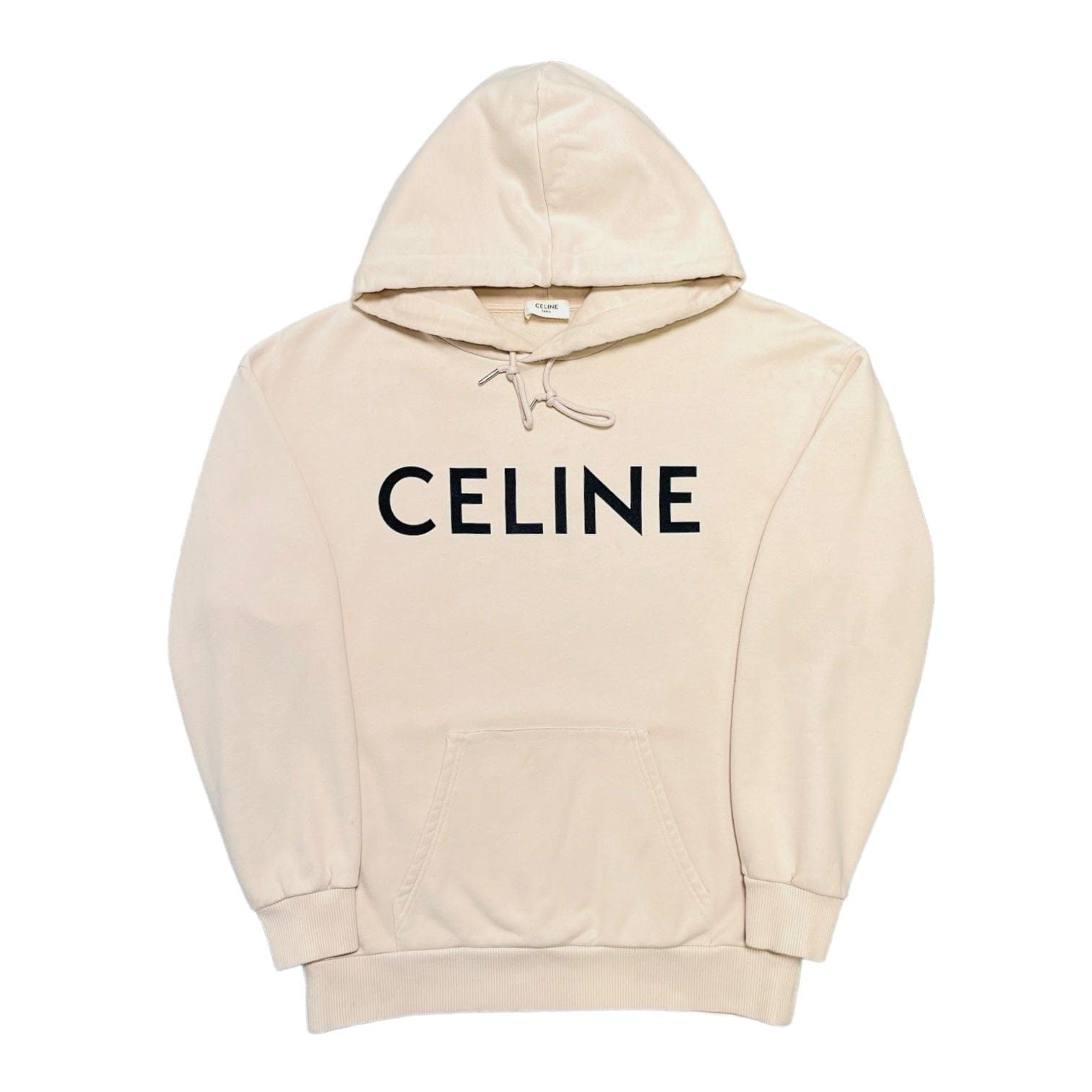 image of Celine Logo Hooded Sweatshirt Khaki Black, Men's (Size Small)
