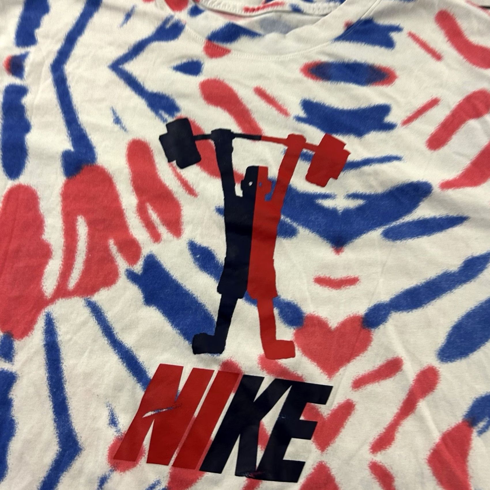 Nike Nike Dri-Fit Weightlifting Short Sleeve T Shirt Men XL Red White Blue Tie-Dye Size US XL / EU 56 / 4 - 2 Thumbnail