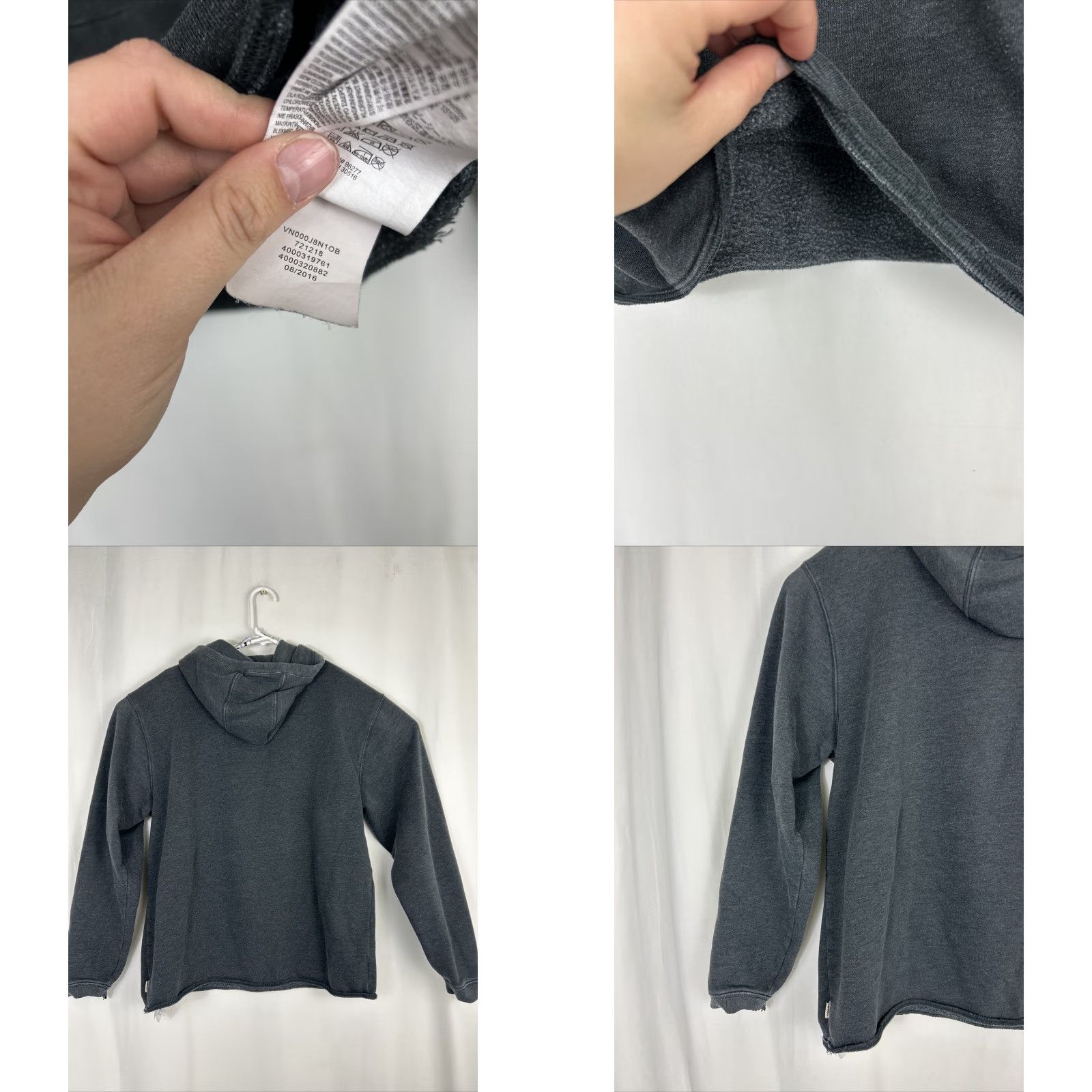 Vans VANS Mens Large Hoodie Charcoal Gray Distressed Drawstring Pullover Hooded Pockets All Seasons Men Size US L / EU 52-54 / 3 - 8 Thumbnail
