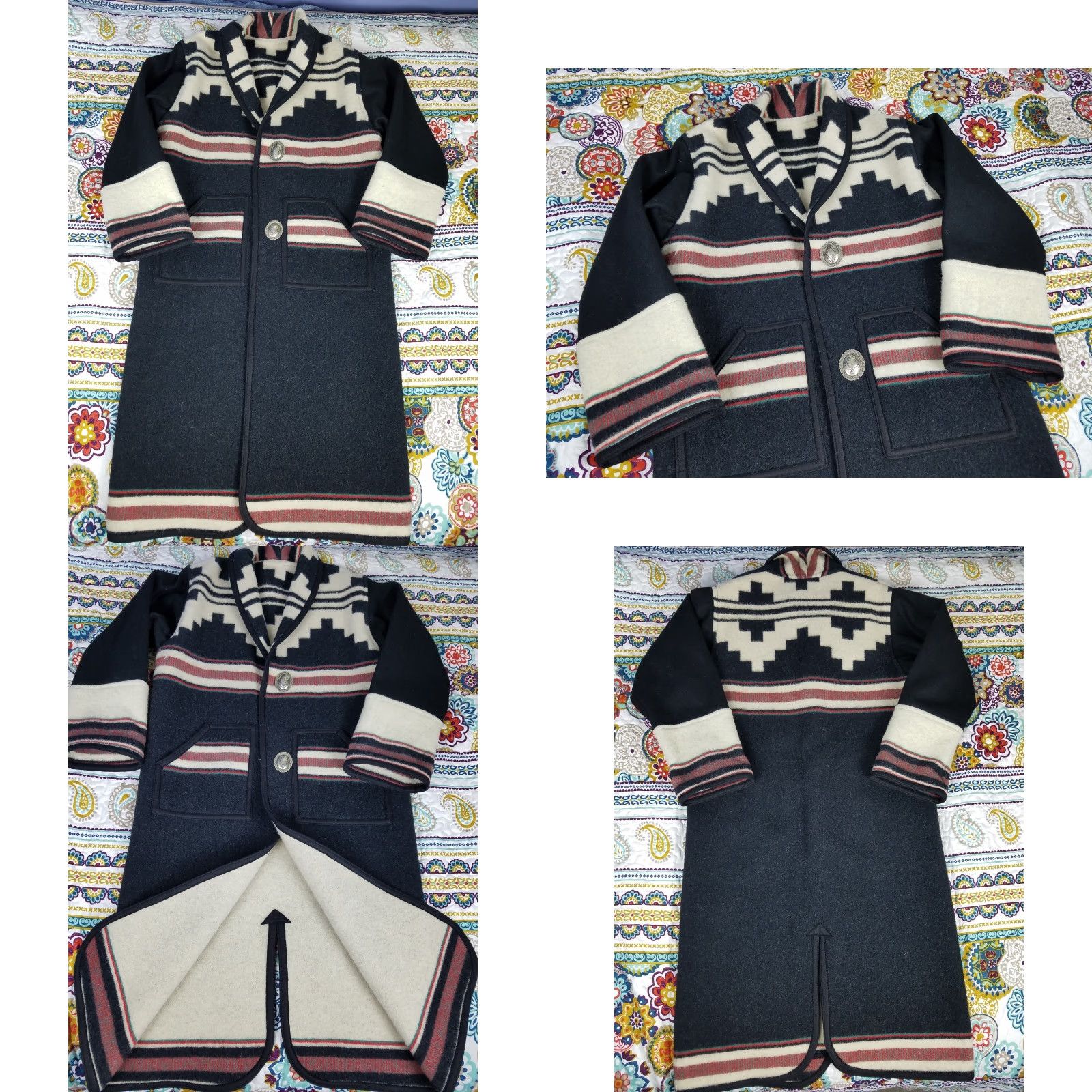 ESPIRIT VINTAGE Reversible Long Coat Wool Blanket Coat NA custom Men’s 53in 24.5in 26in Black Spirit Canyon Coat/Jacket Size US M / EU 48-50 / 2 - 8 Thumbnail