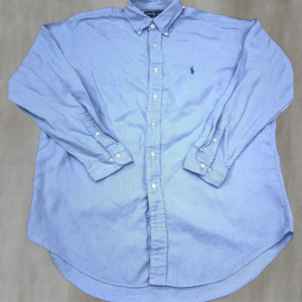 Ralph Lauren Ralph Lauren Shirt Men 16.5 34 Blue Button Up Yarmouth Dress Pinpoint Check D* Casual Workwear Size 46R - 1 Thumbnail