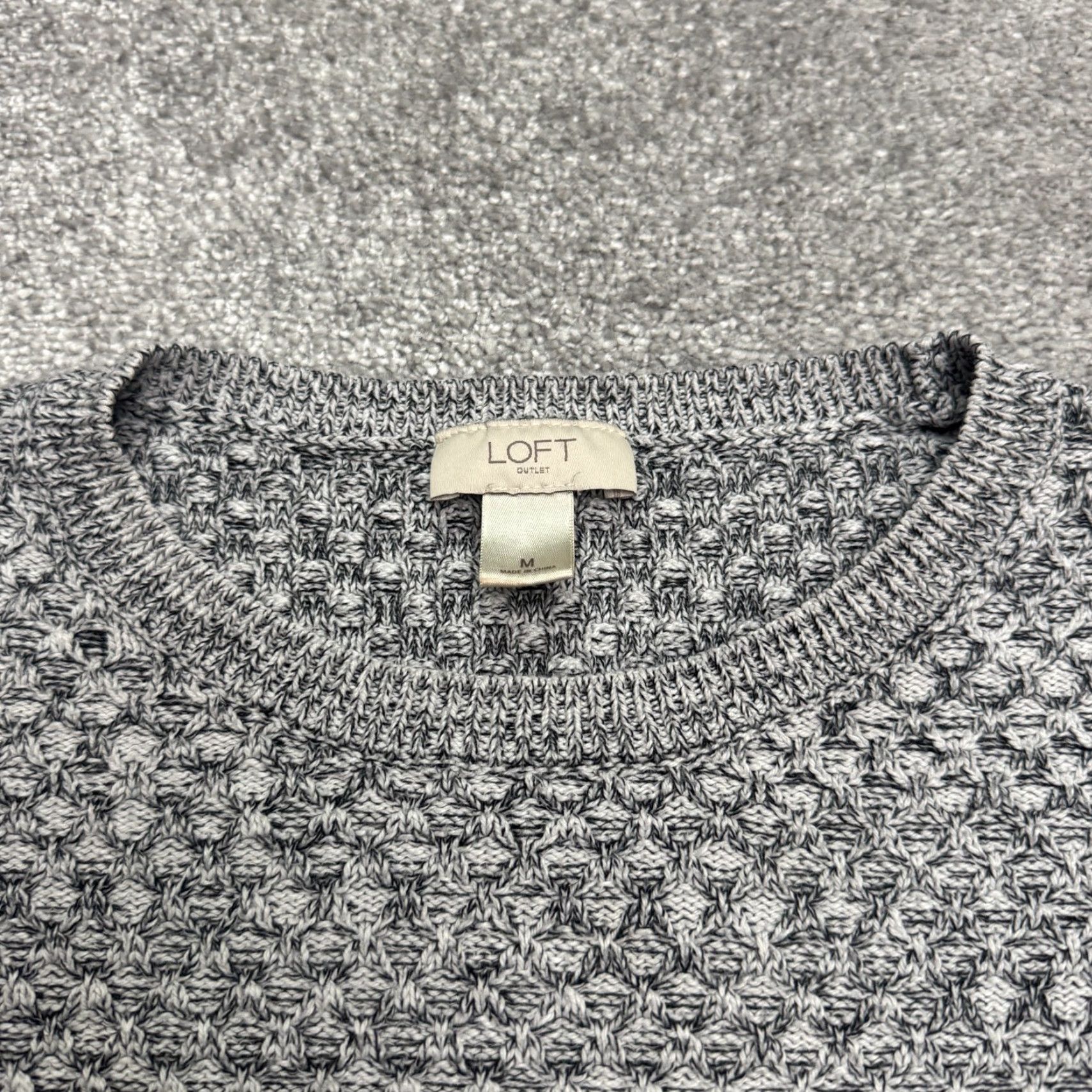 Loft VINTAGE LOFT Wool Blend Textured Knitted Sweater Dress Women's Medium Gray Casual Fall Winter Size M / US 6-8 / IT 42-44 - 7 Thumbnail