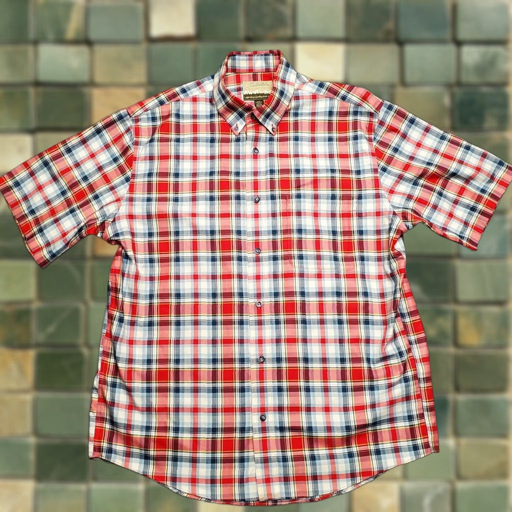 Vintage VINTAGE Cabela's Shirt Men L Red Plaid Button Short Sleeve 100% Cotton Casual Size US L / EU 52-54 / 3 - 1 Thumbnail