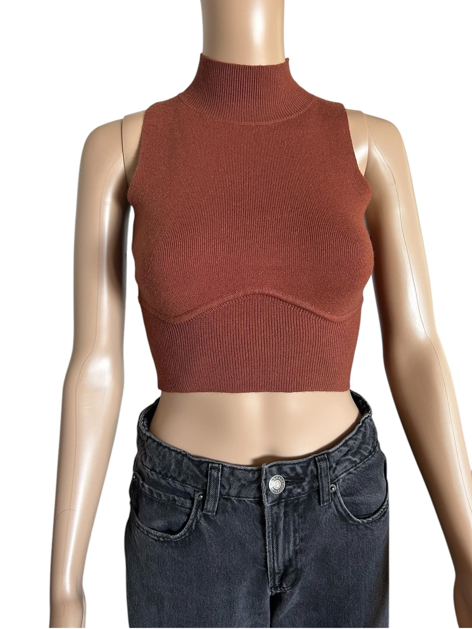Shein Chic Sleeveless Crop Top by SHEIN - Trendy High Neck Design Size S / US 4 / IT 40 - 1 Thumbnail