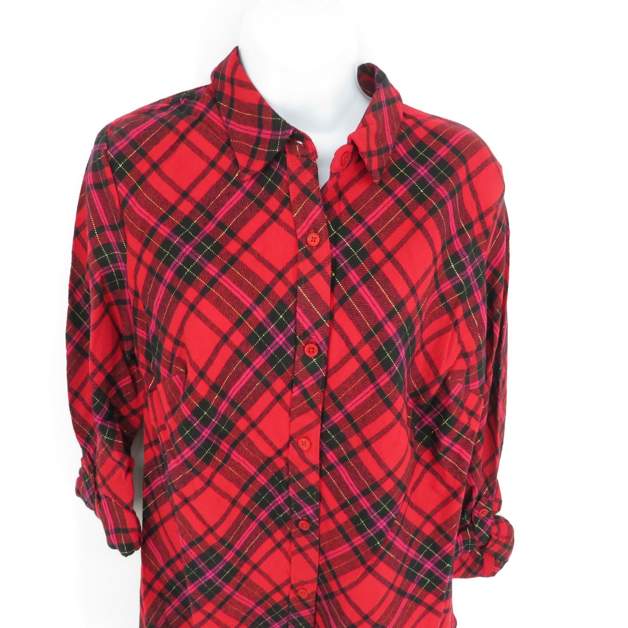 Other Kim Rogers Women's Black Red Plaid Button-Up Shirt Size Smal Size S / US 4 / IT 40 - 3 Thumbnail