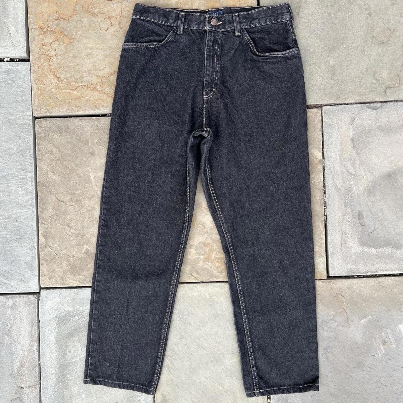 Basic Editions Y2K Black Rinsed Wash Straight Relaxed Jeans Size US 33 - 1 Thumbnail