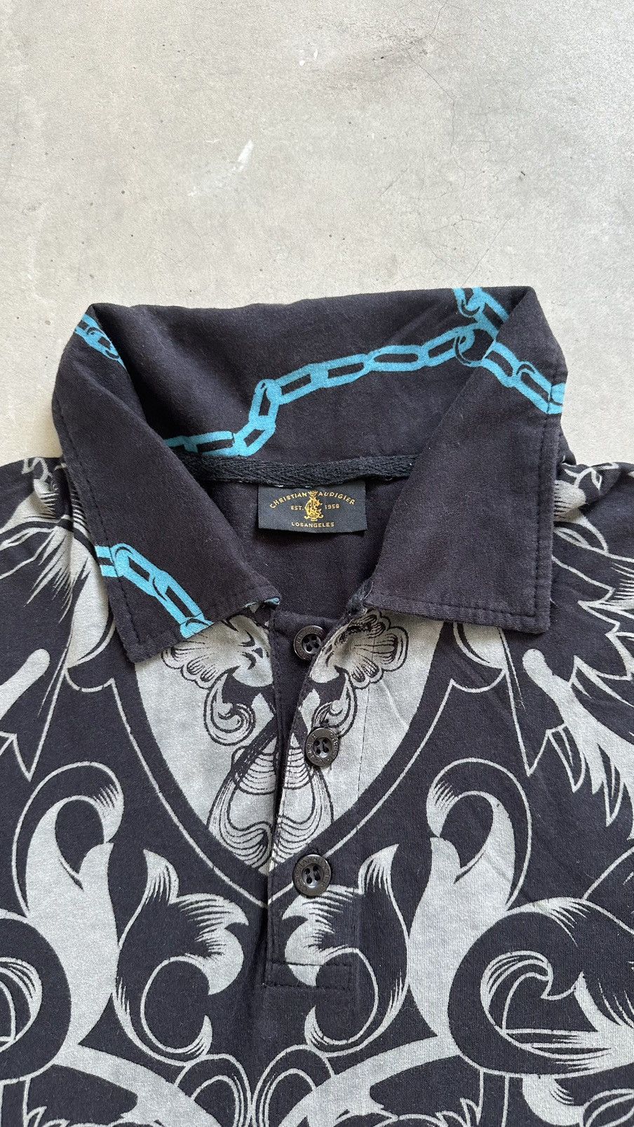 Christian Audigier × Vintage CHRISTIAN AUDIGIER FULLPRINT SHIRT Size US M / EU 48-50 / 2 - 4 Thumbnail