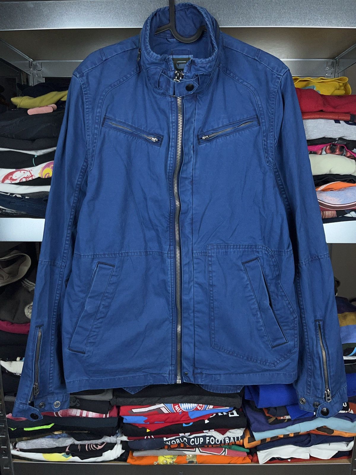 G-Star × Japanese Brand Gstar blue dyed multi zip cargo jacket racing style y2k Size US L / EU 52-54 / 3 - 1 Thumbnail