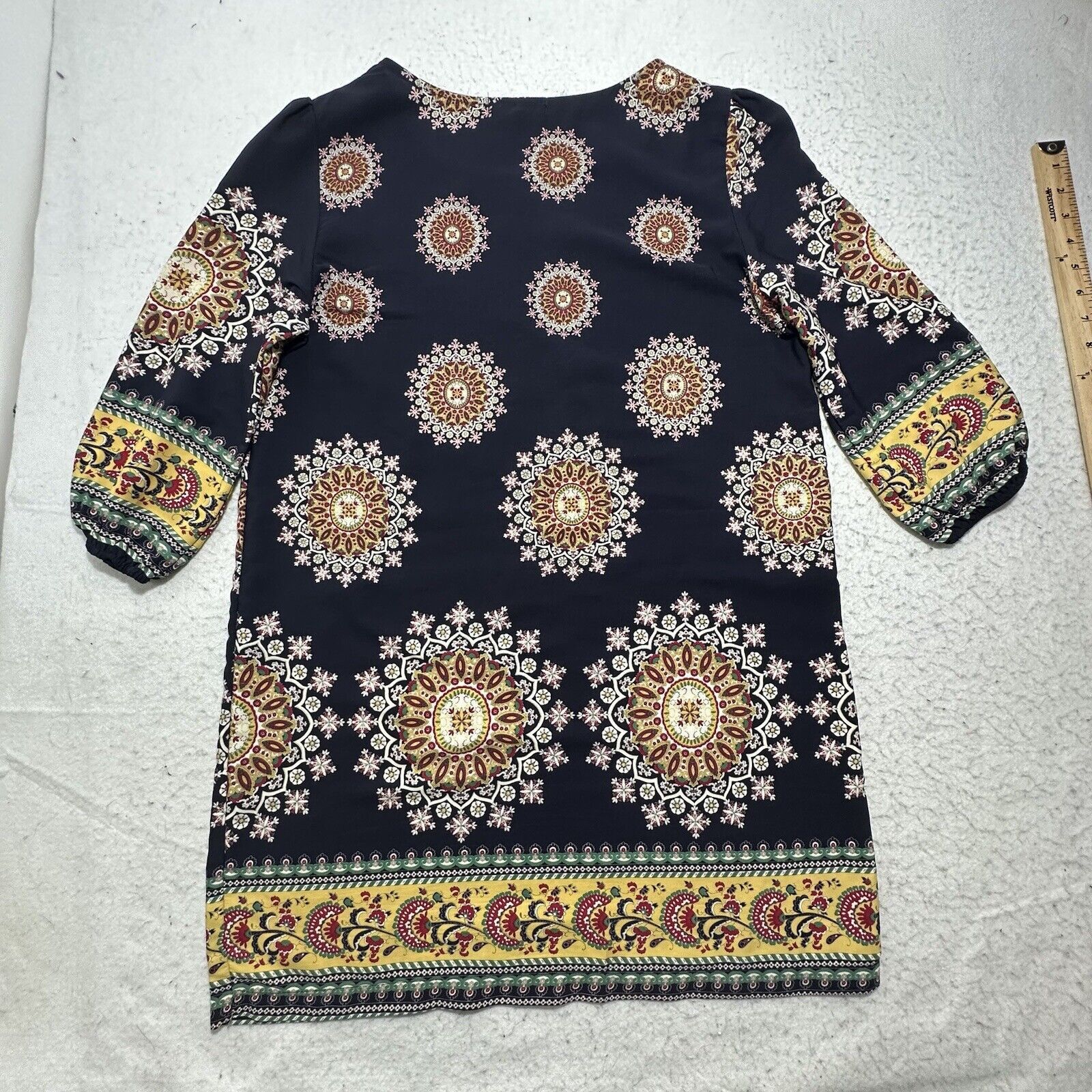 Other OVI Medium Boho Blue Yellow Batik Print Tunic Dress Size M / US 6-8 / IT 42-44 - 10 Thumbnail