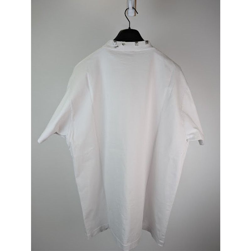 Balenciaga o1rshd1 Vintage Jersey Pierced Oversized T-Shirt in White Size US M / EU 48-50 / 2 - 8 Thumbnail