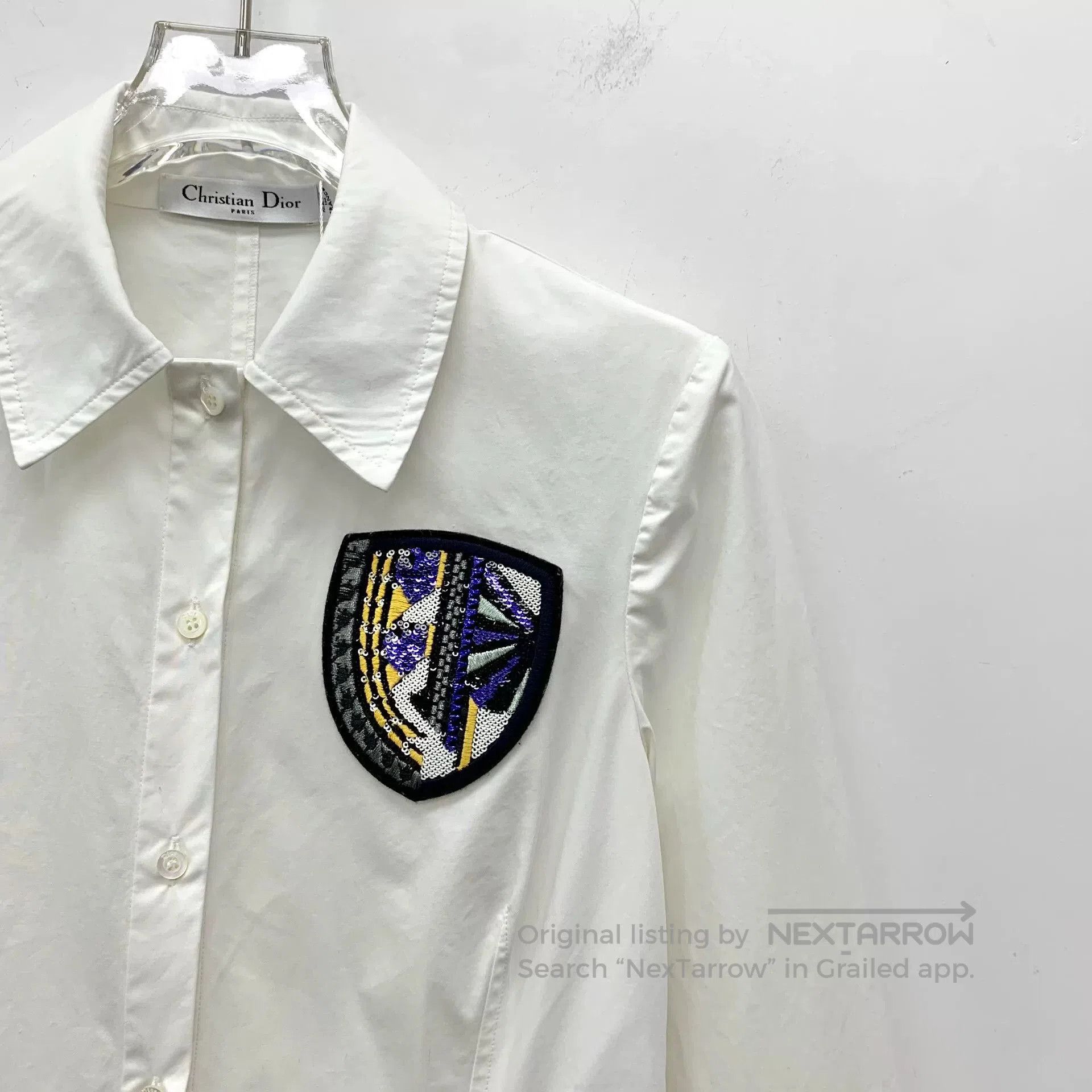 Dior dior white embroidered logo long sleeve dress. Size US XXS / EU 40 - 3 Thumbnail