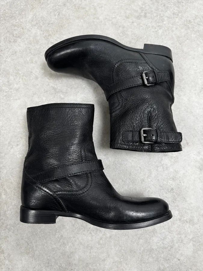Prada 2000s Prada Black Buckle Leather Grained Boots Size US 7 / EU 40 - 2 Thumbnail