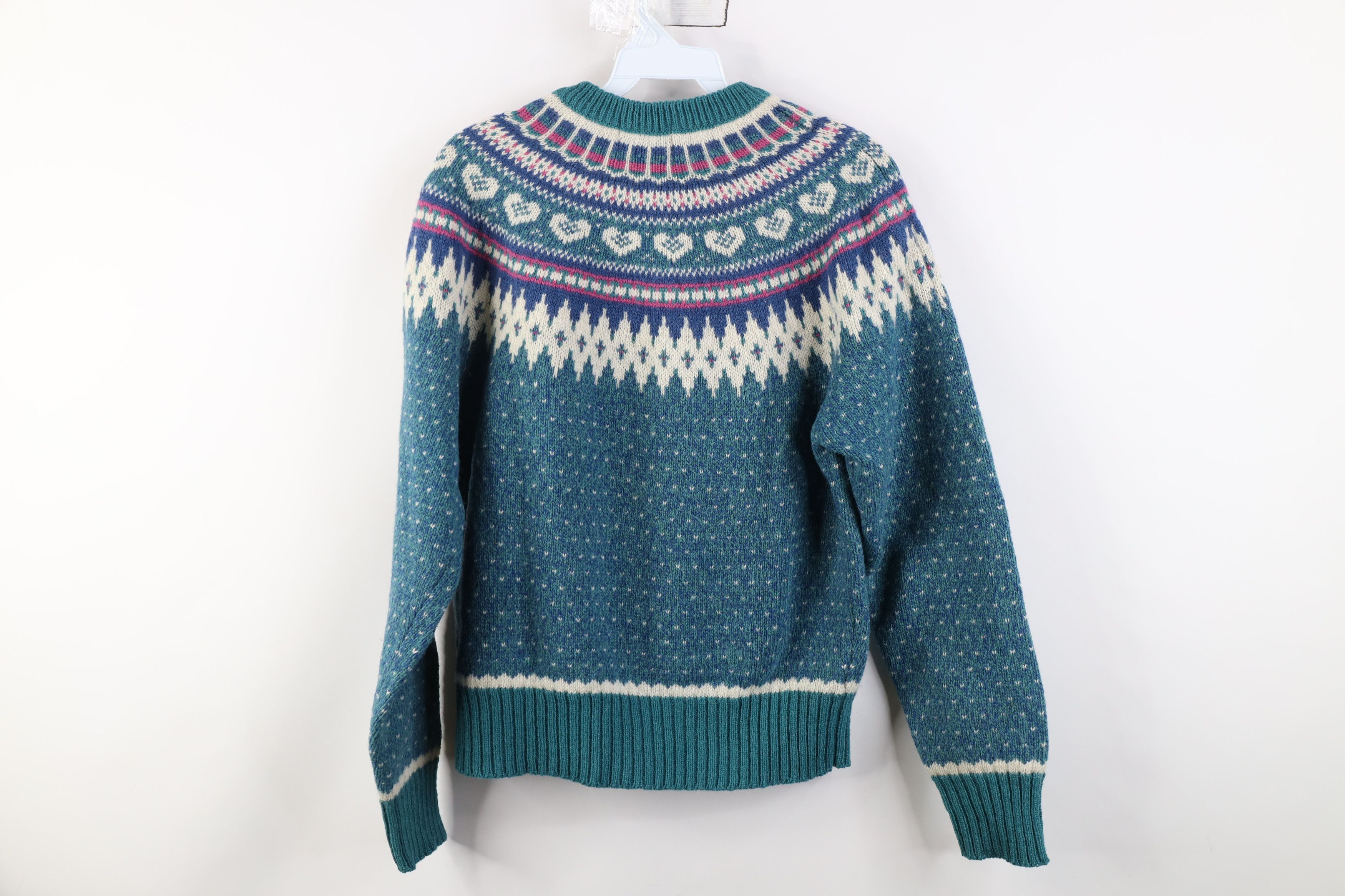 Woolrich Woolen Mills Vintage 90s Woolrich Fairy Kei Heart Fair Isle Sweater Size S / US 4 / IT 40 - 9 Thumbnail