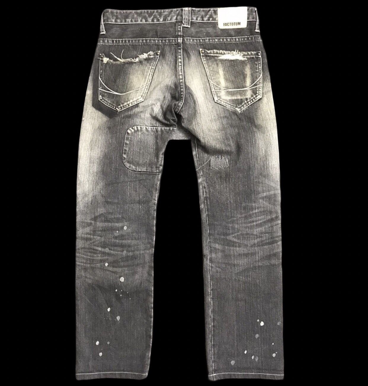 Designer FACTOTUM Designer Distressed Patchwork Cropped Jeans F704 Size US 32 / EU 48 - 2 Thumbnail