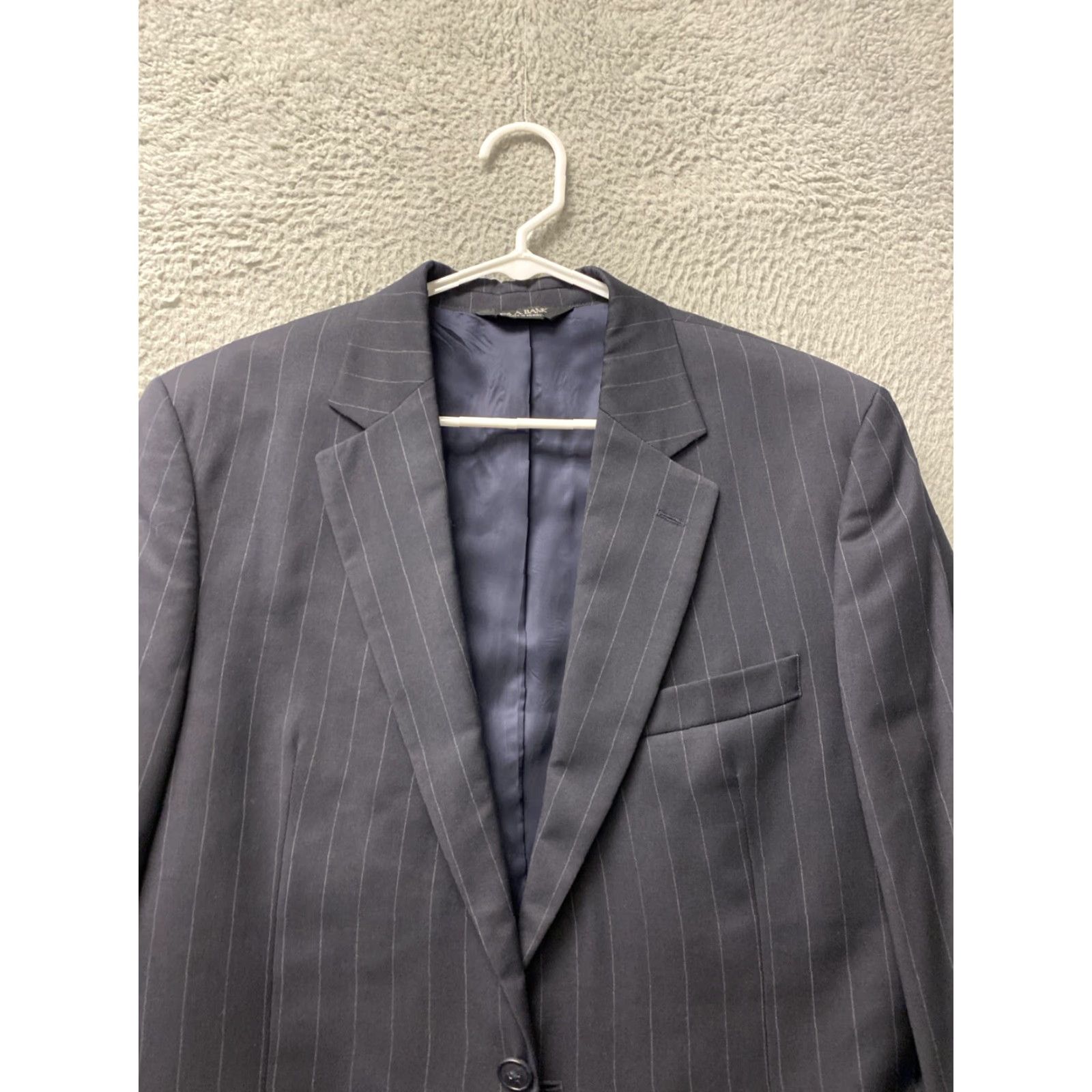 Jos. A. Bank Jos. A. Bank Blazer Stripe Wool Two-Button Sport Coat Navy 40L Men’s Shirt Jacket? Size 40R - 4 Thumbnail