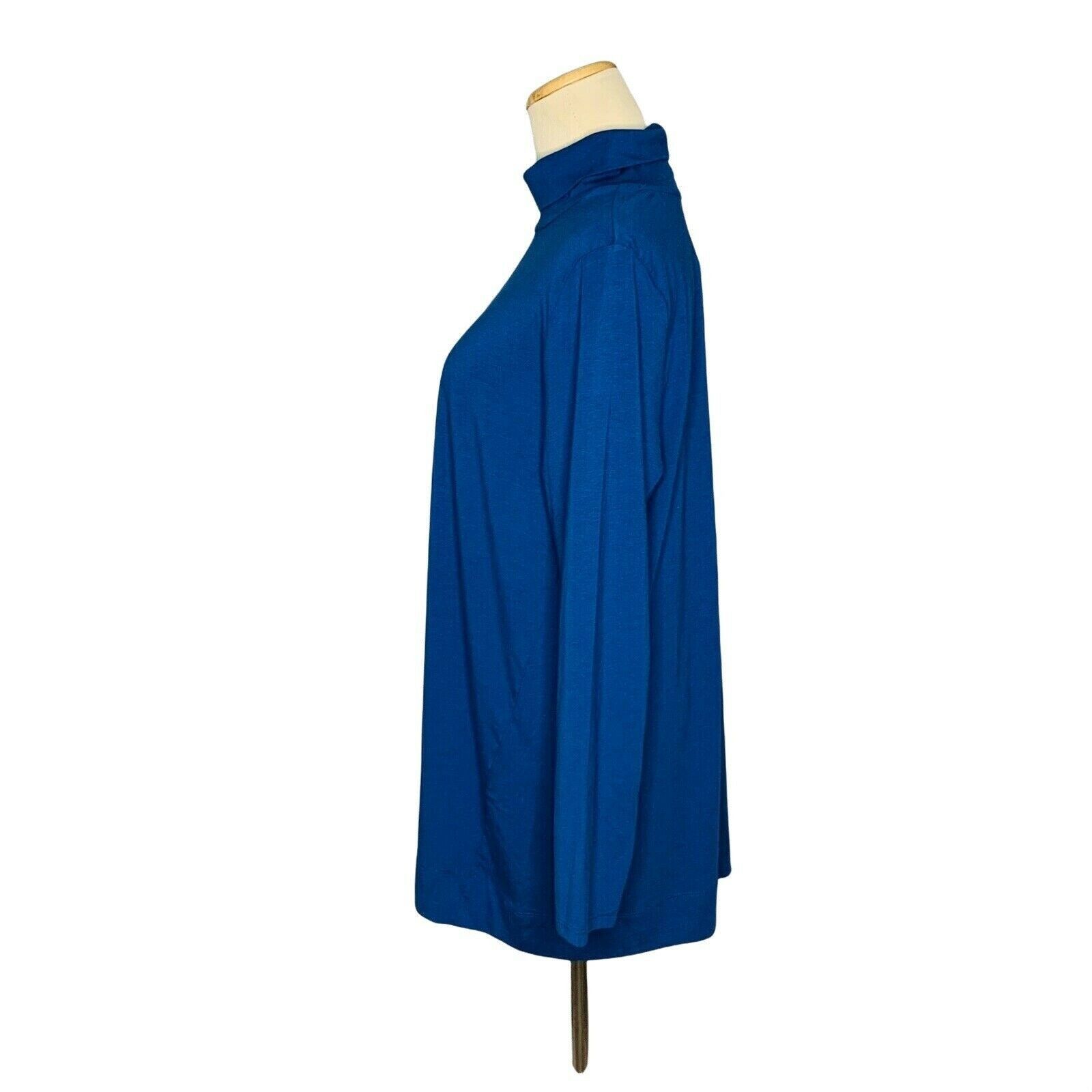 J. Jill J. JILL Teal Blue Long Sleeves High Neck Tunic Top Sz LP Size L / US 10 / IT 46 - 4 Thumbnail