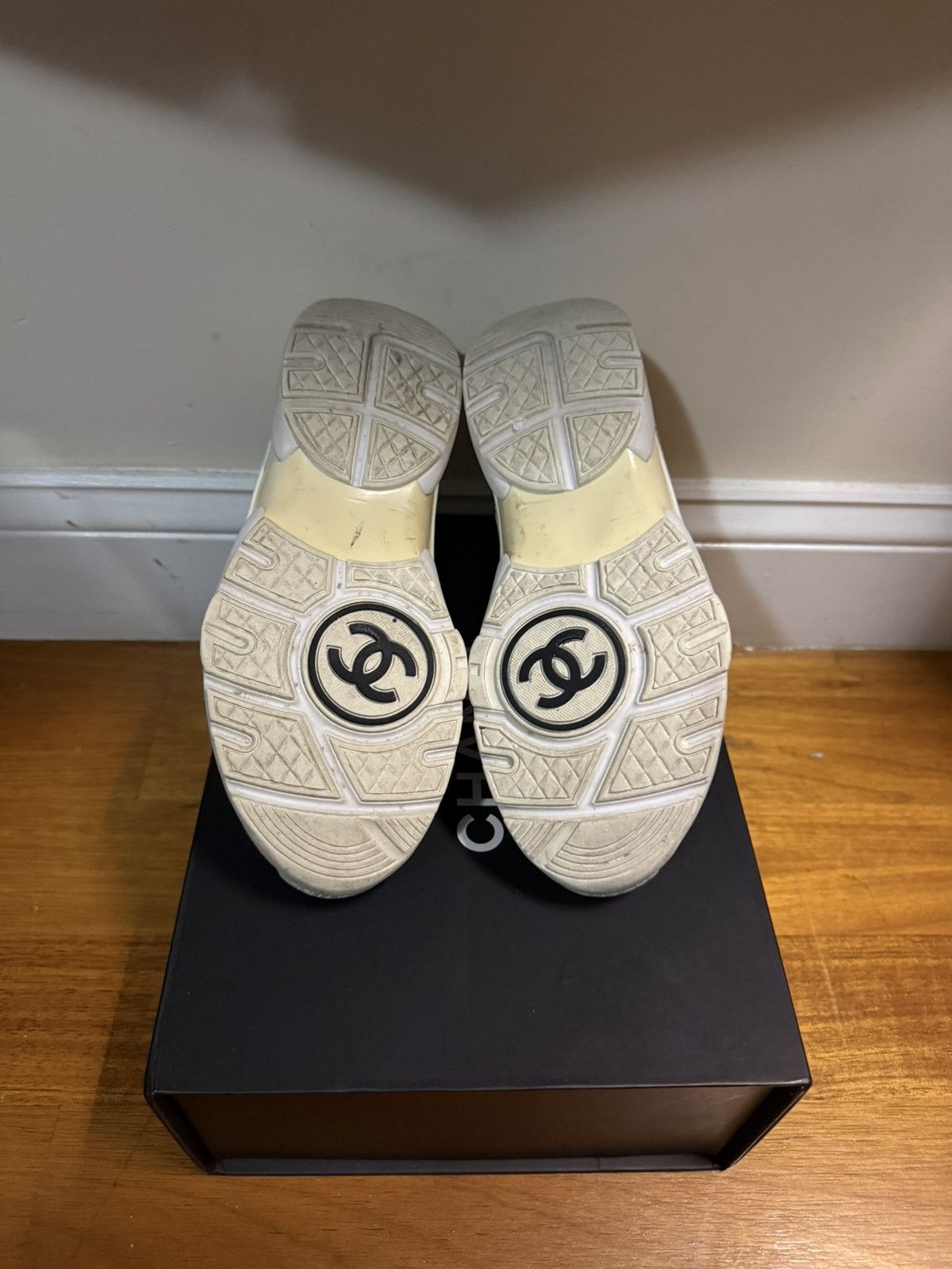 Chanel Suede Calfskin Fabric CC Sneakers Size US 5 / EU 37 - 6 Thumbnail