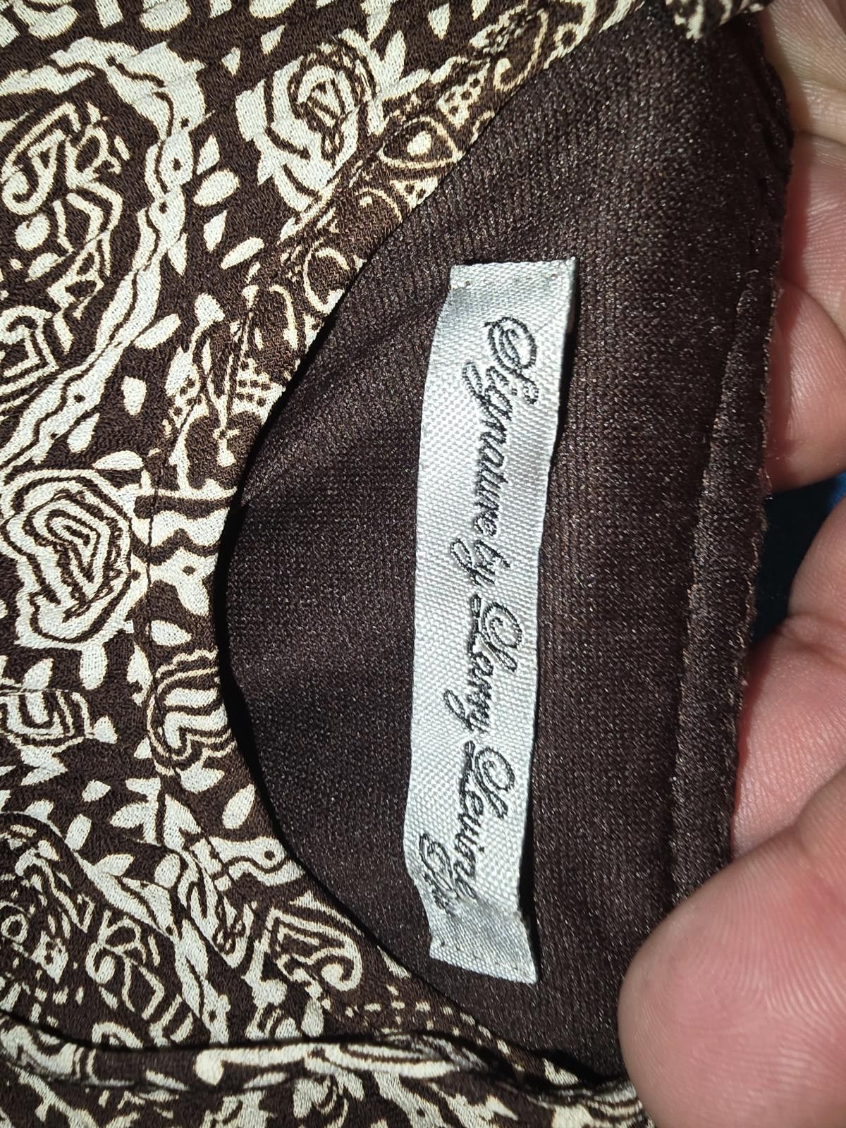 Designer Elegant Signature by Larry Levine Brown Floral Print Top Size L / US 10 / IT 46 - 2 Thumbnail
