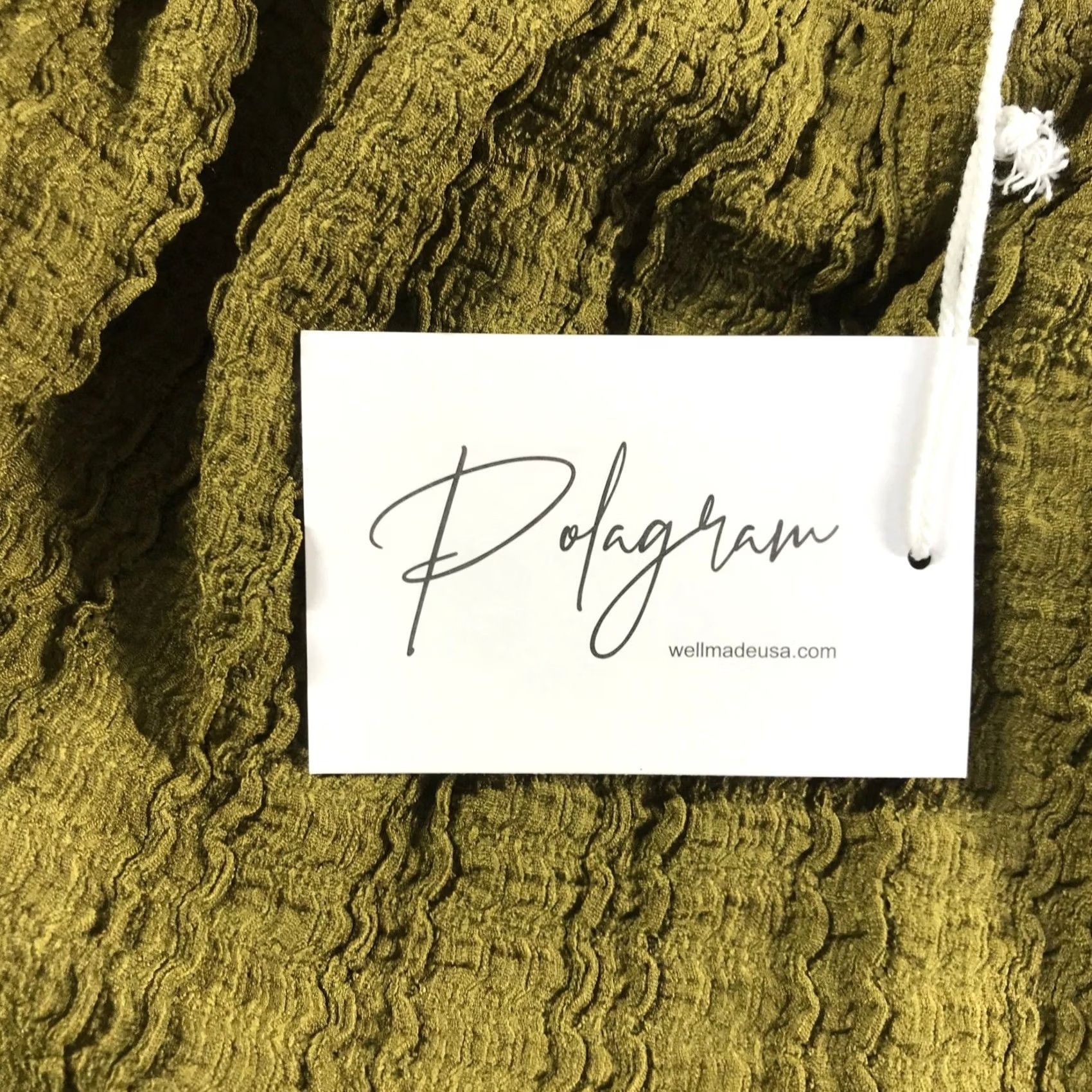 Olive Polagram Blouse Green Square Neck Balloon Sleeve Large Elsie Textured Size L / US 10 / IT 46 - 7 Thumbnail
