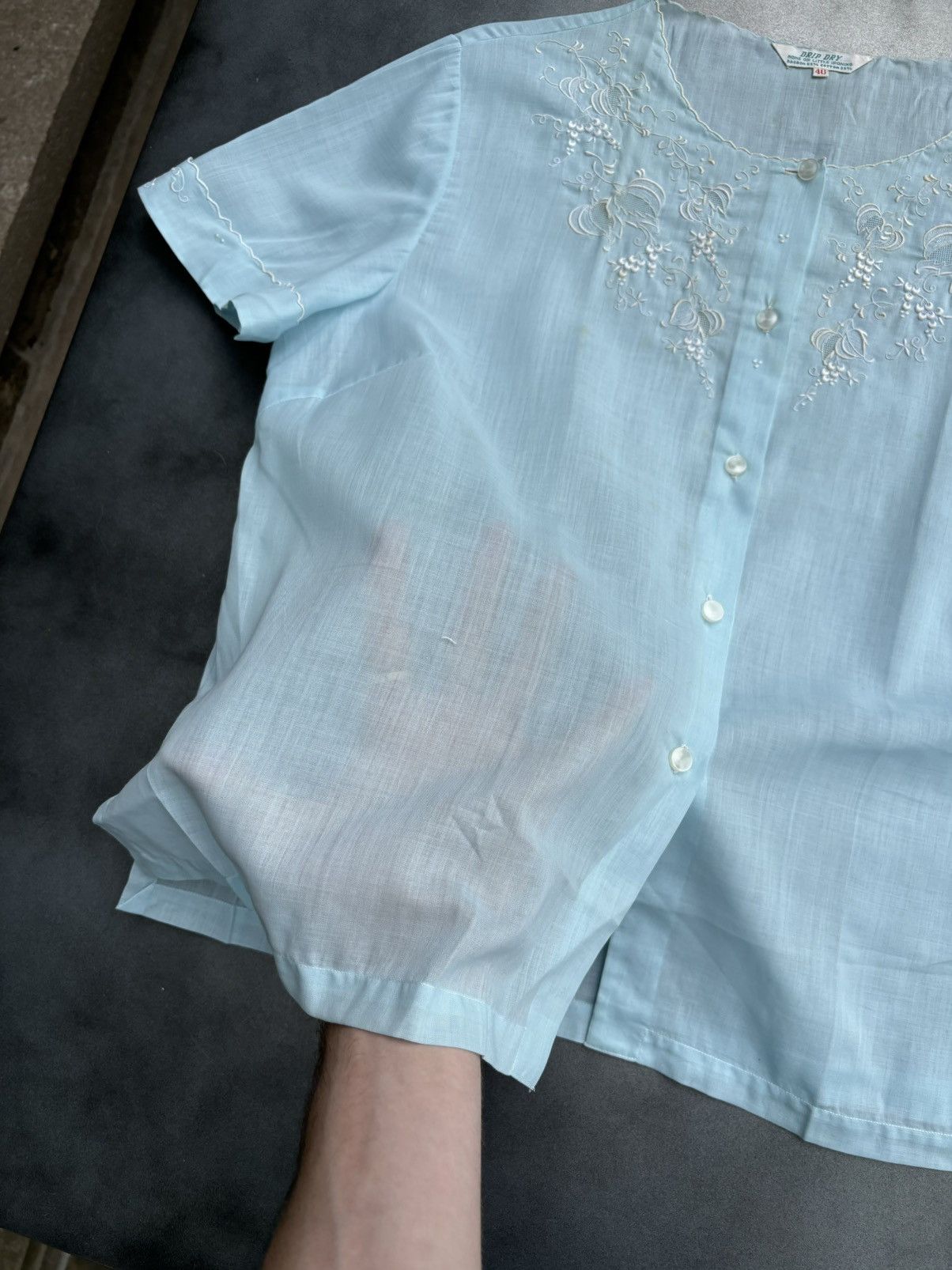 Vintage True Vintage Sheer Lace Night Shirt See Through Embroidered Size M / US 6-8 / IT 42-44 - 4 Thumbnail