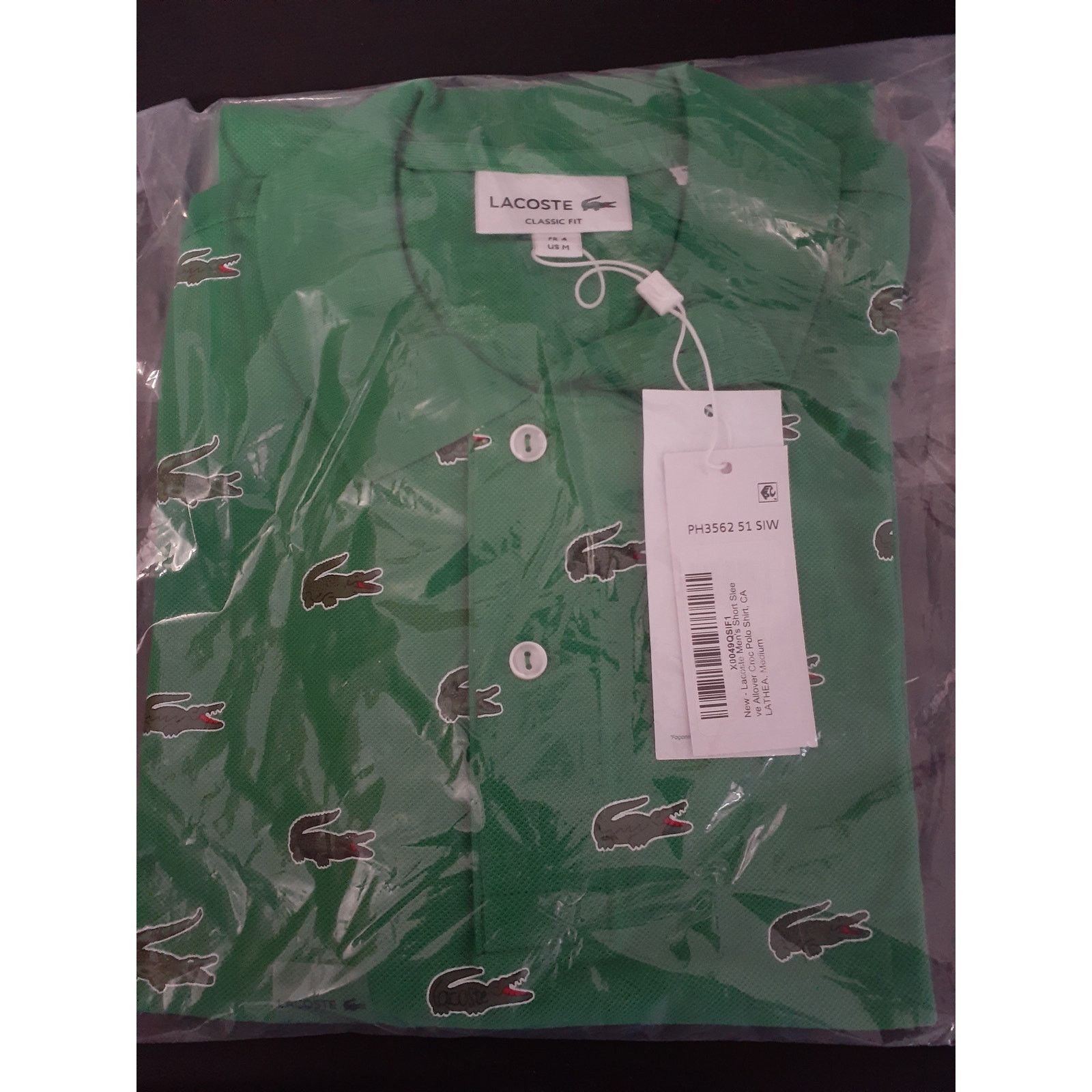 Lacoste Lacoste Men's Short Sleeve Allover Croc Polo Shirt Green M Size US M / EU 48-50 / 2 - 2 Thumbnail