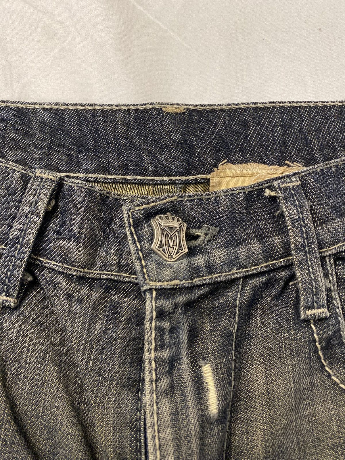 Japanese Brand ✨ Archive Monarchy Britain 🇬🇧 Flag Flared Washed Jeans Denim Size US 34 / EU 50 - 15 Thumbnail