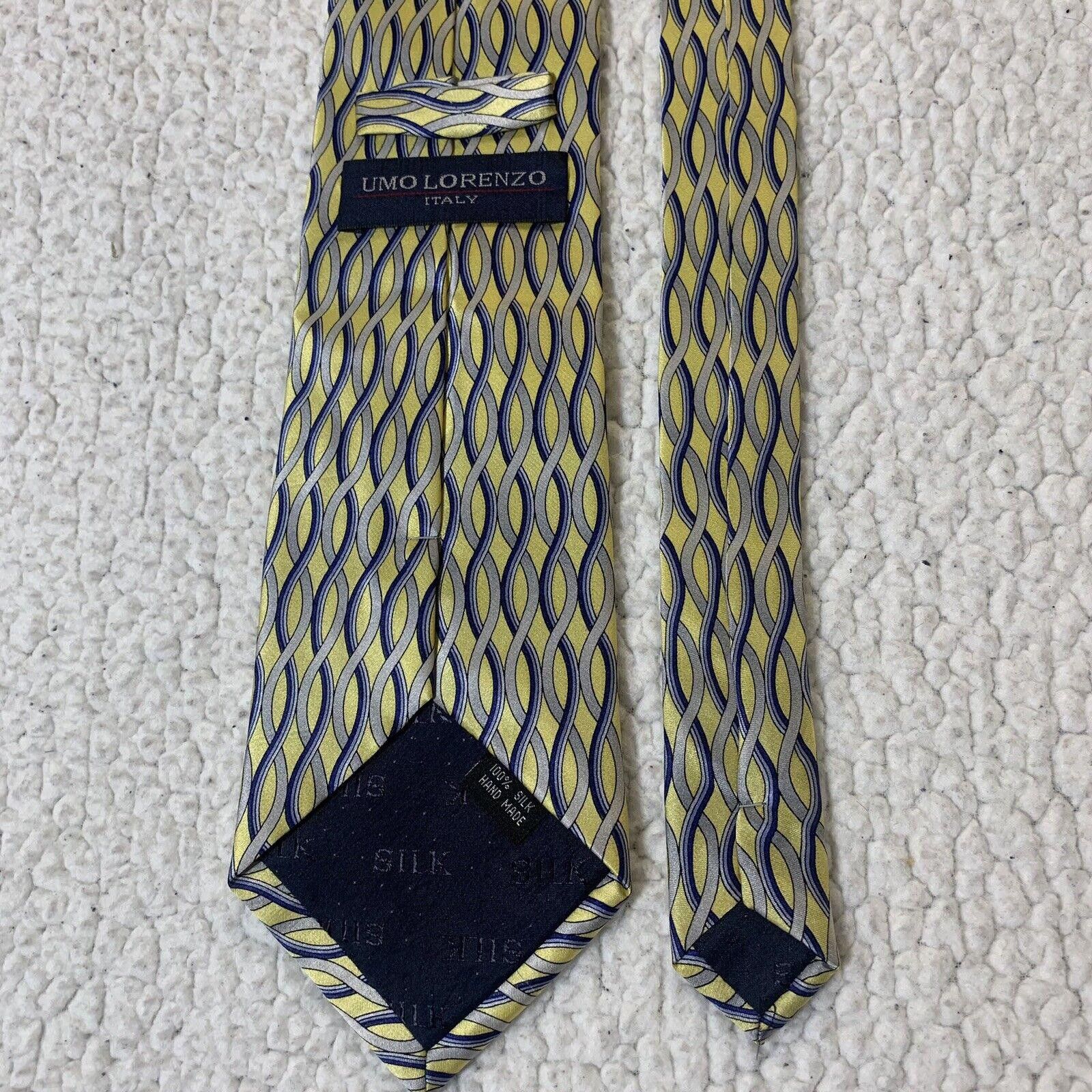 Other Umo Lorenzo Men's Tie Yellow Blue Grey Italian Design Size ONE SIZE - 3 Thumbnail